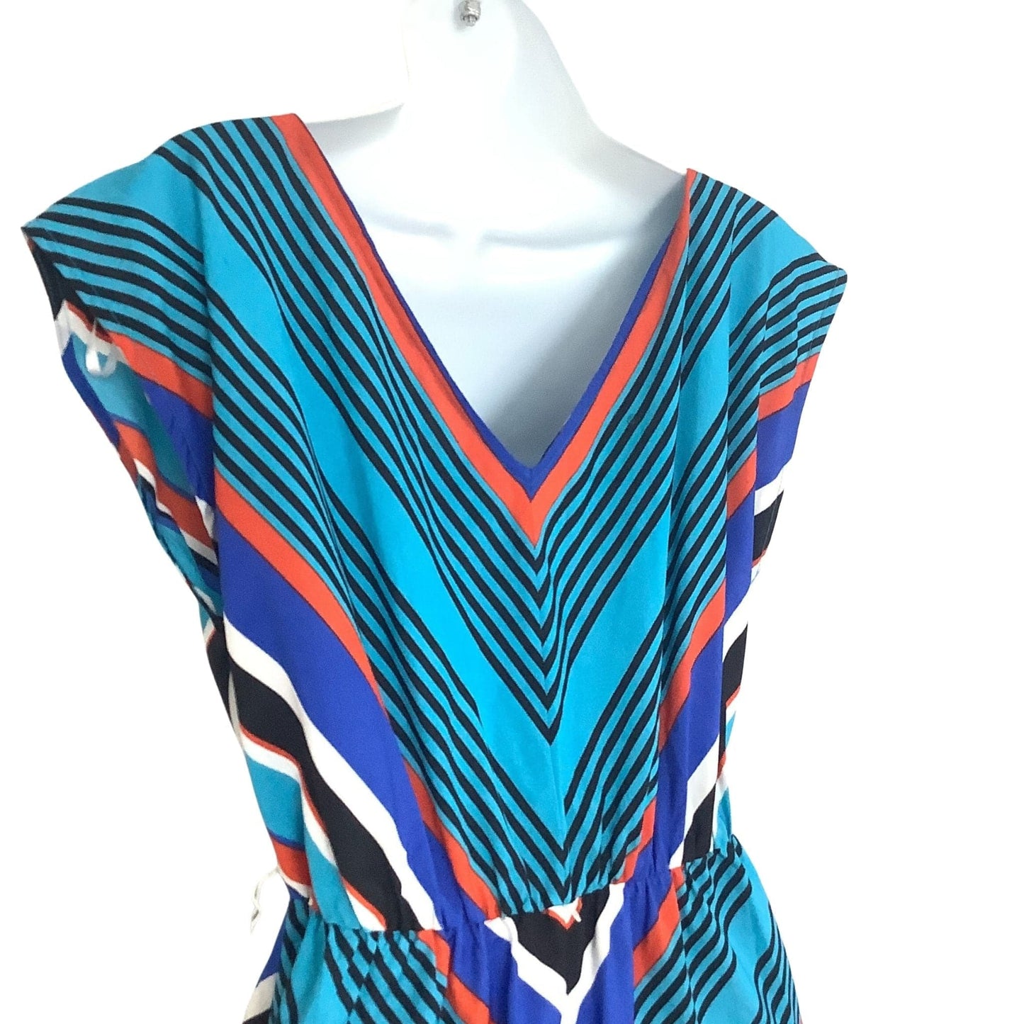 Chevron Shift Dress Small / Multi / Vintage 1980s