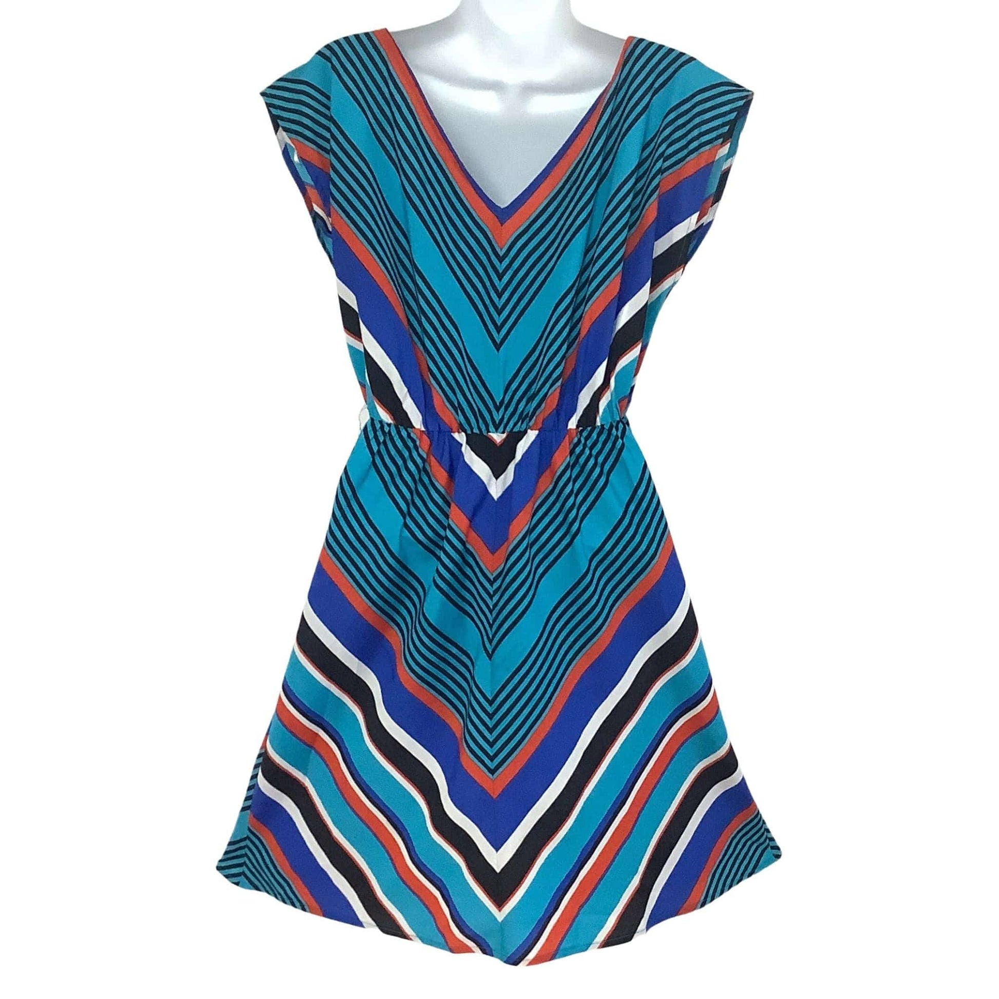 Chevron Shift Dress Small / Multi / Vintage 1980s