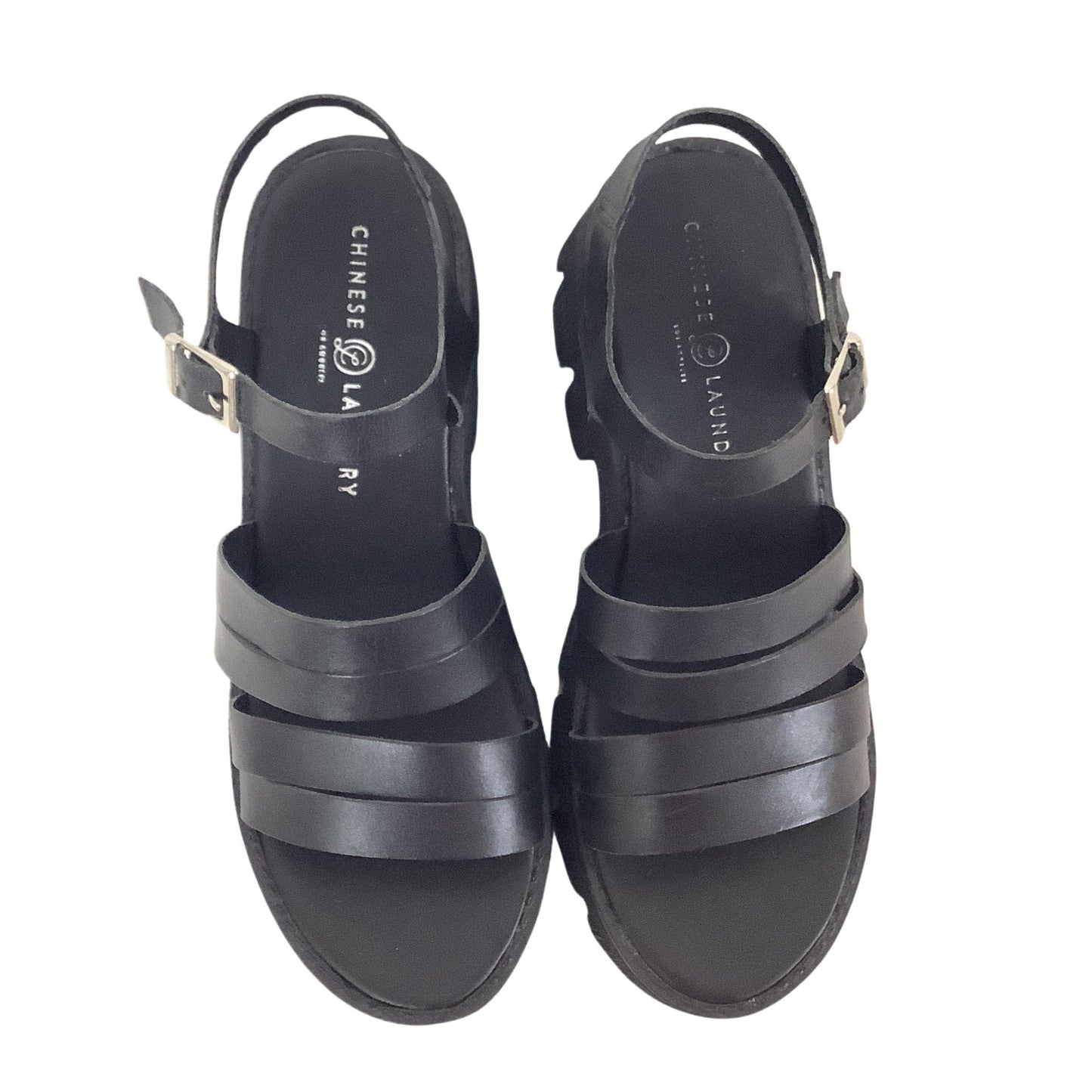 Chunky Black Sandals 9 / Black / Round