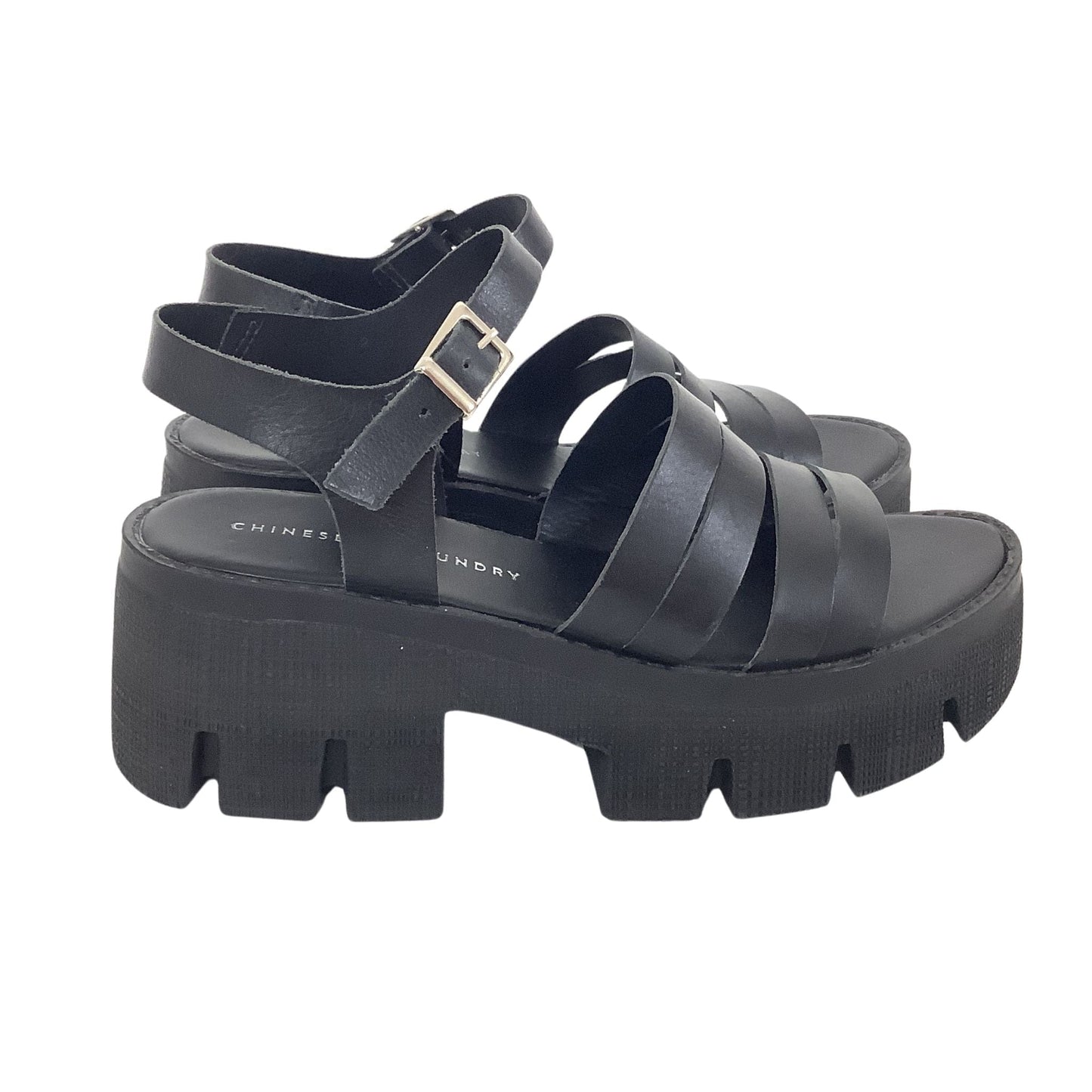 Chunky Black Sandals 9 / Black / Round