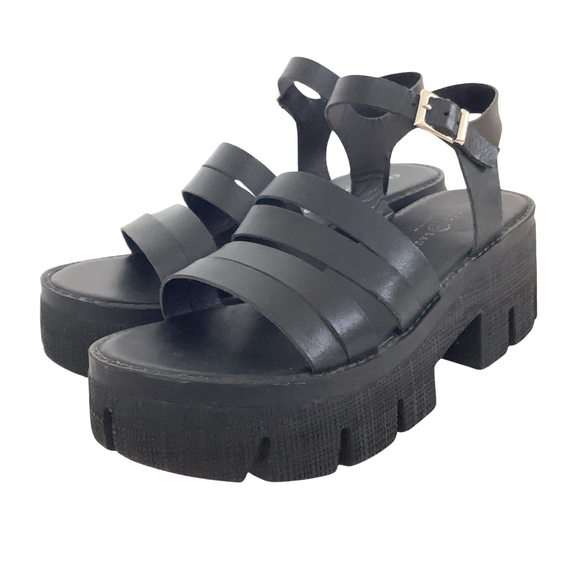 Chunky Black Sandals 9 / Black / Round