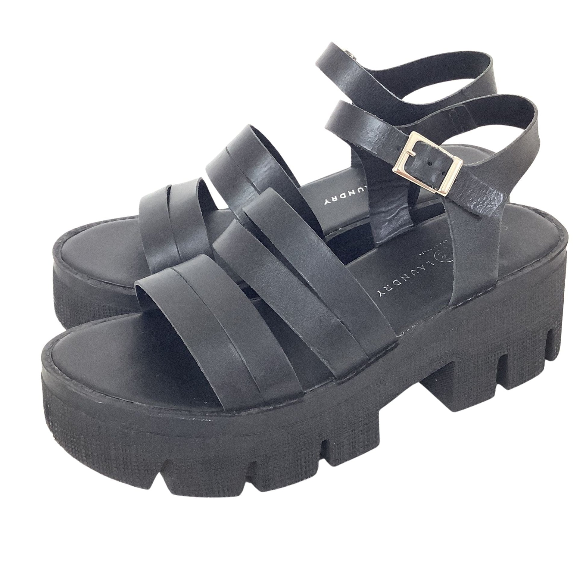 Chunky Black Sandals 9 / Black / Round