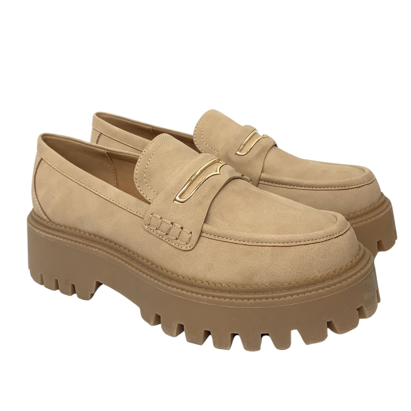 Chunky Lug Sole Loafers 6 / Tan / Casual