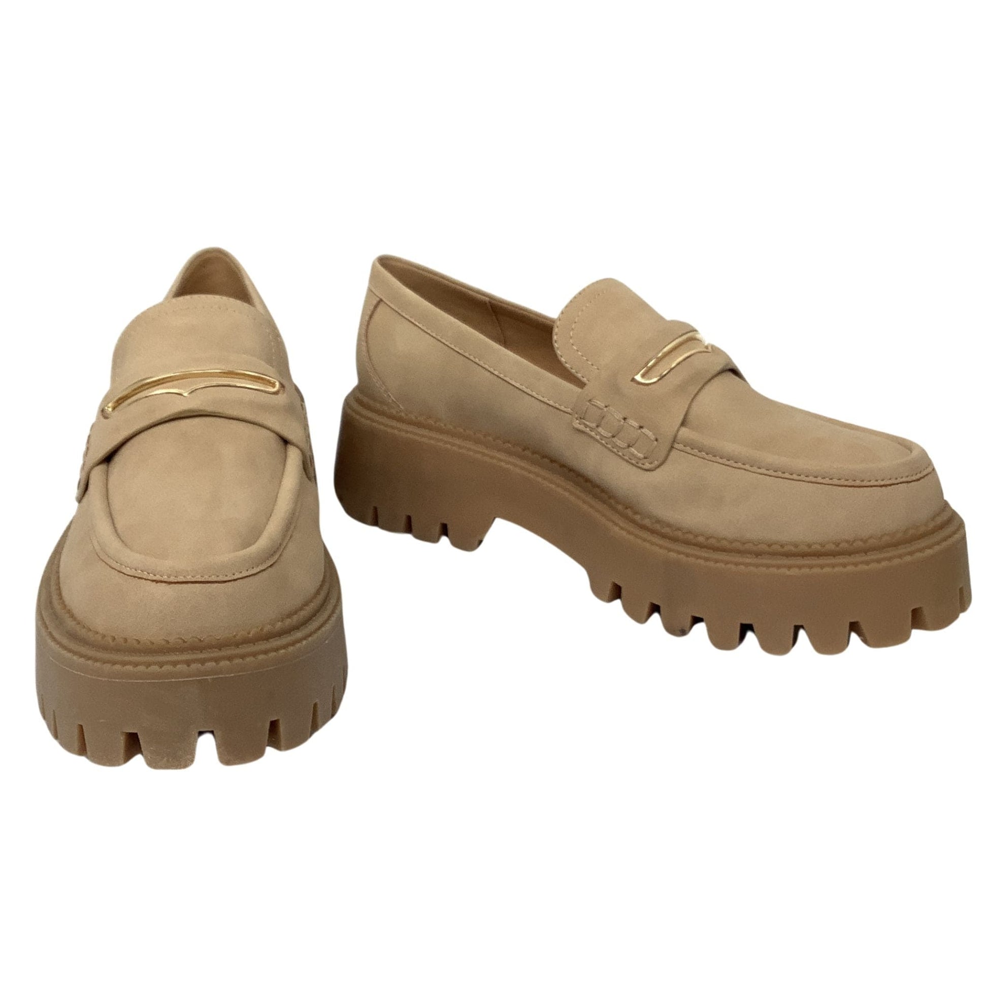 Chunky Lug Sole Loafers 6 / Tan / Casual