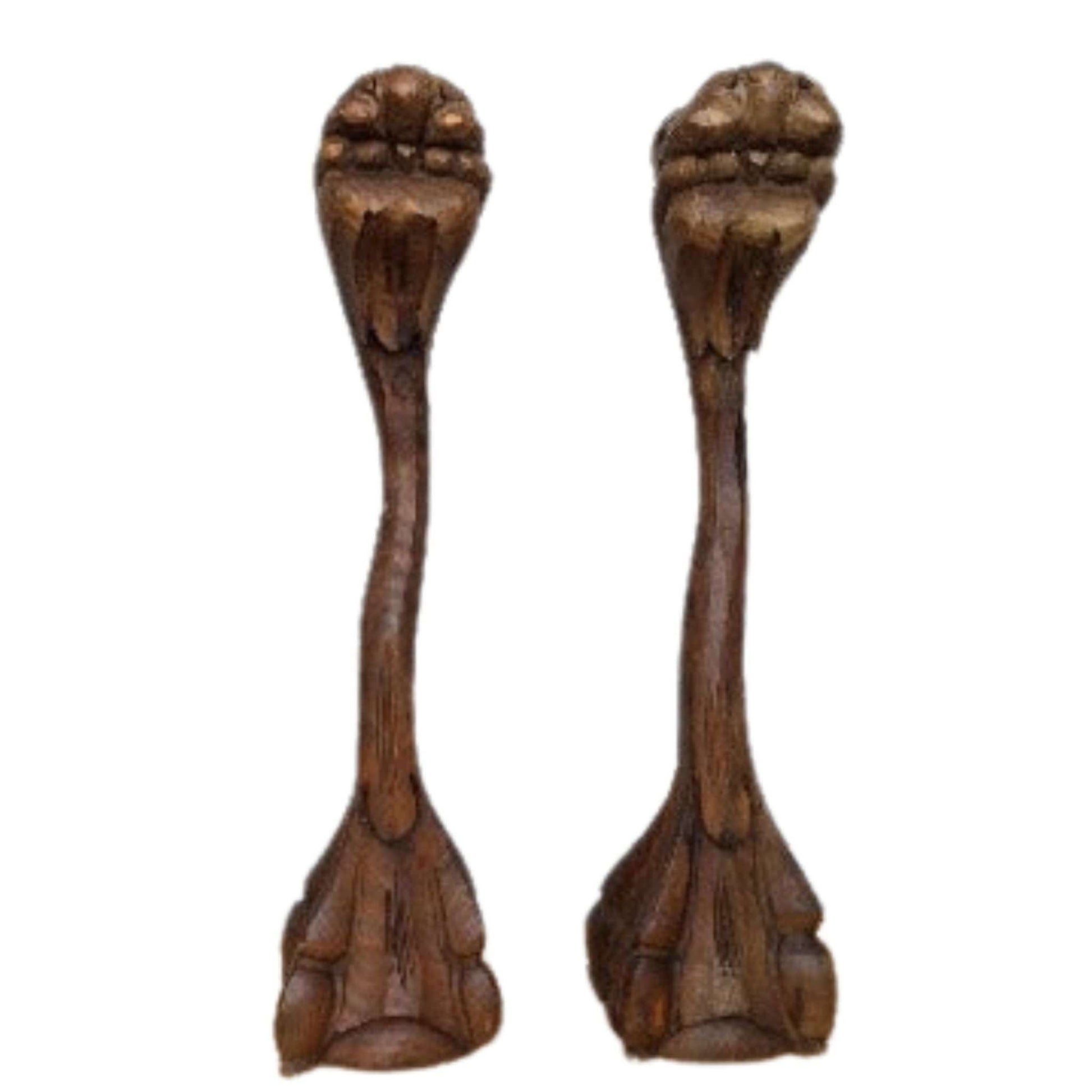 Claw Foot Candlesticks Brown / Wood / Vintage 1960s