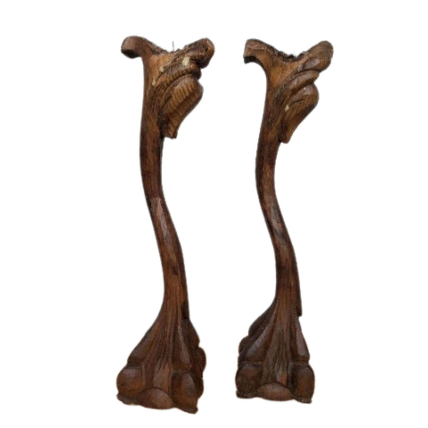 Claw Foot Candlesticks Brown / Wood / Vintage 1960s