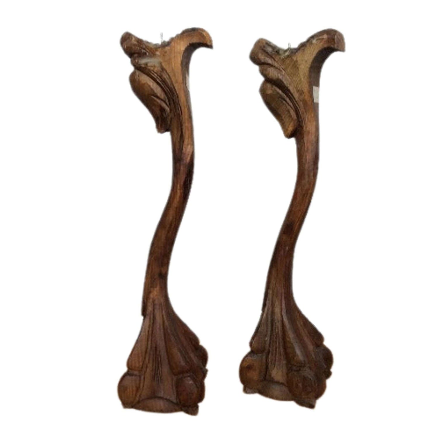 Claw Foot Candlesticks Brown / Wood / Vintage 1960s