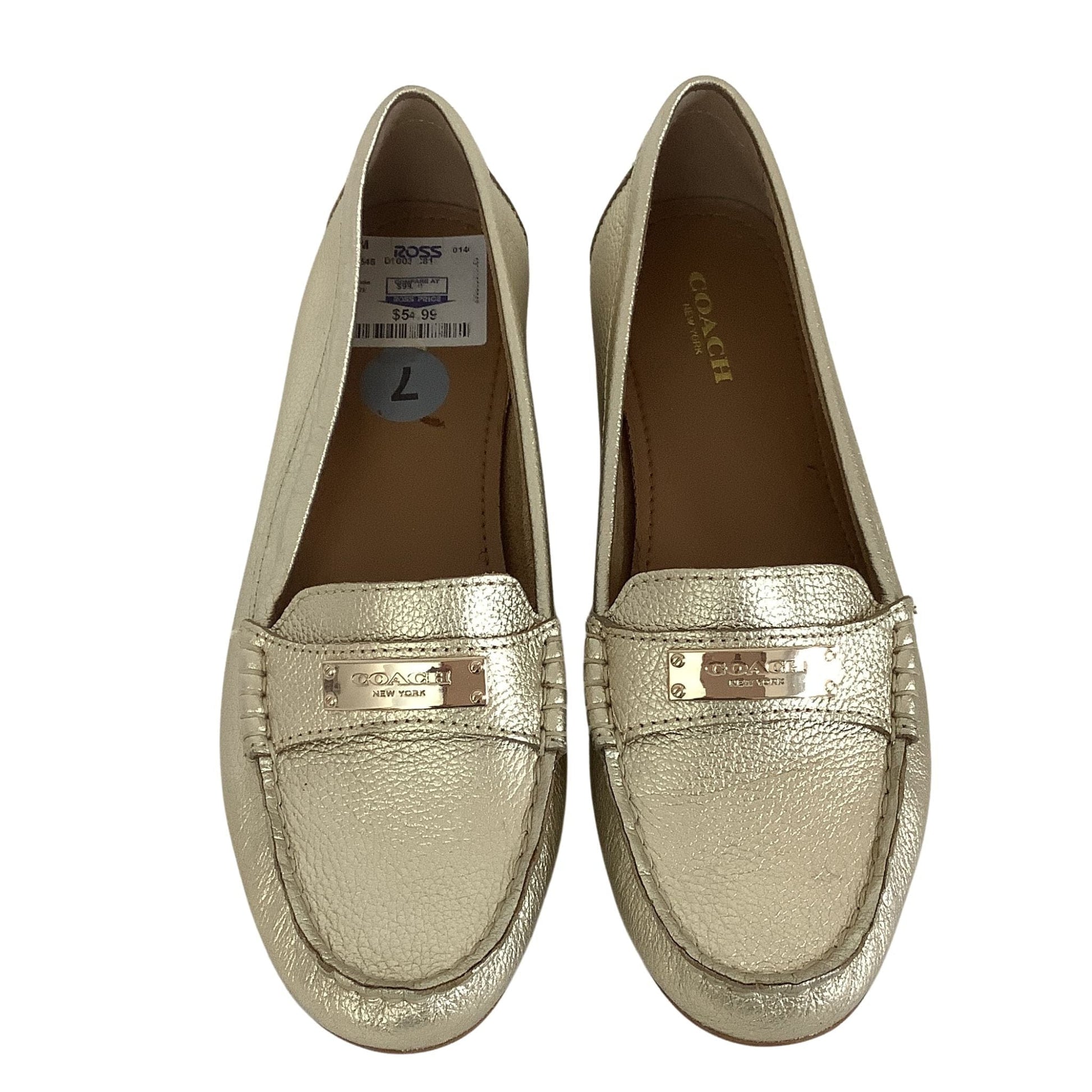 Coach Gold Loafers 7 / Gold / Casual