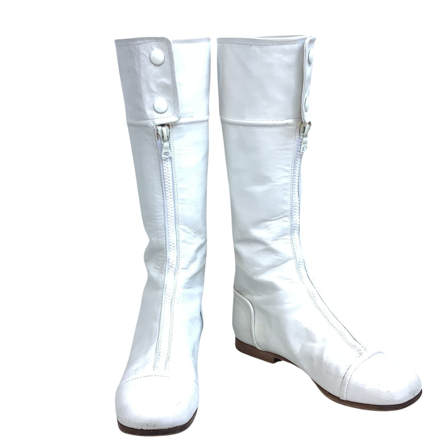 Courreges 1960s Boots 6.5 / White / Mod