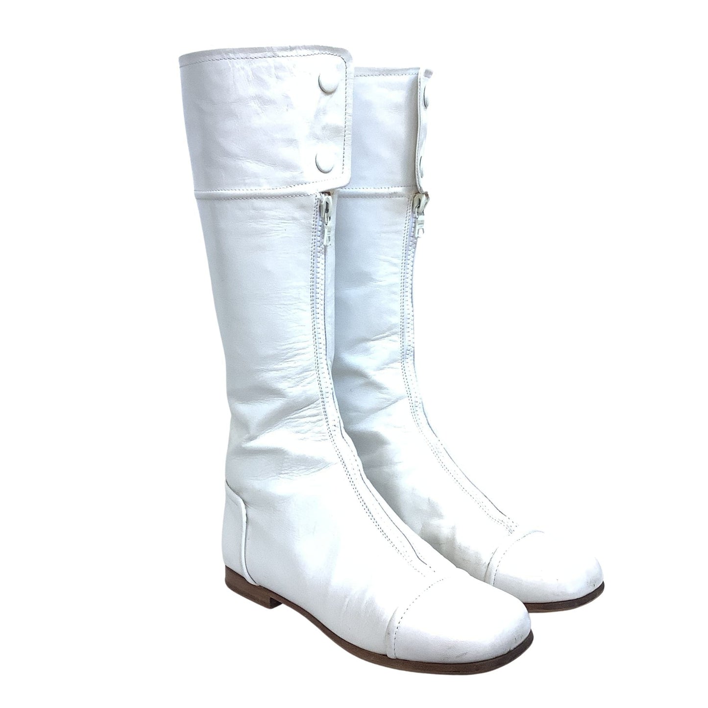 Courreges 1960s Boots 6.5 / White / Mod