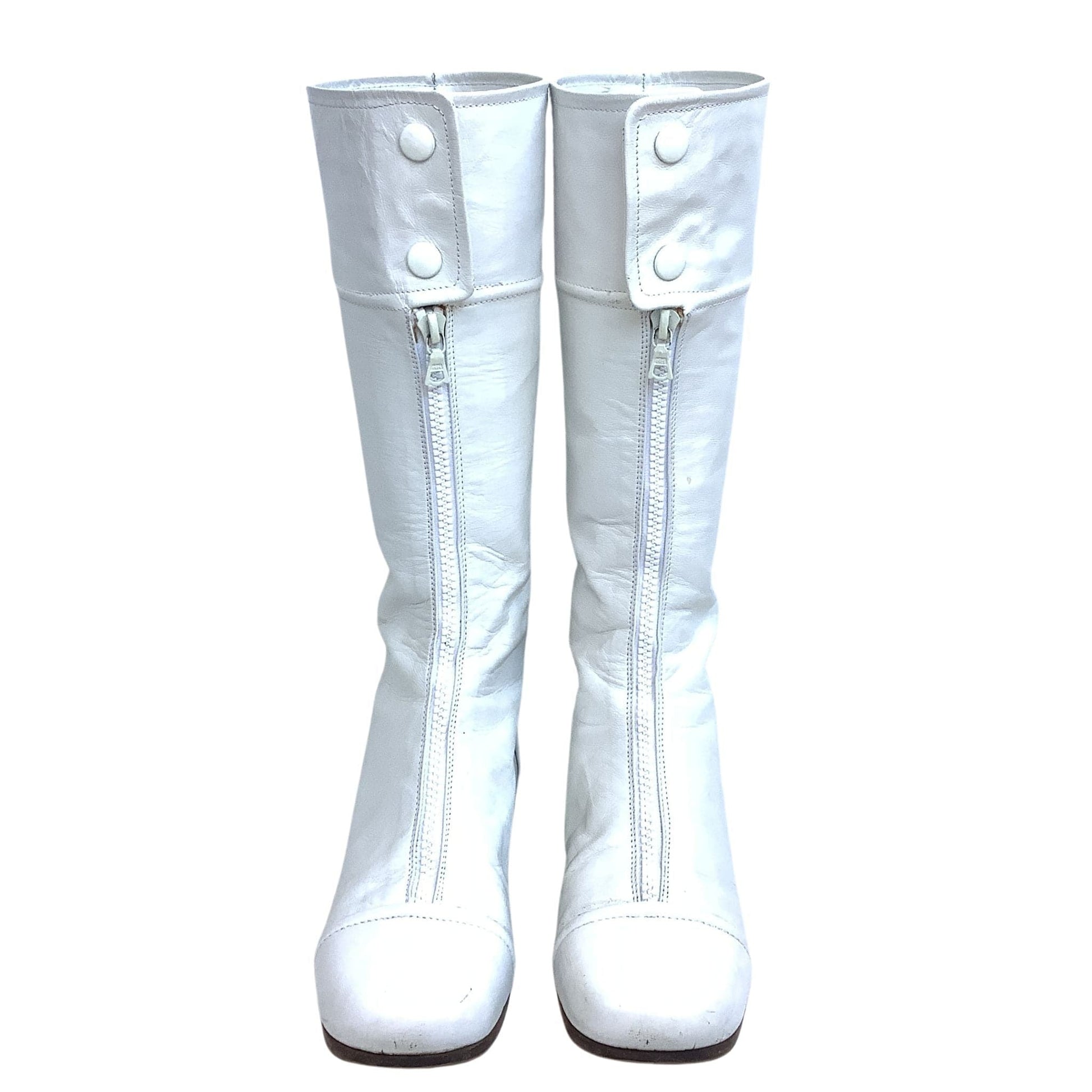 Courreges 1960s Boots 6.5 / White / Mod