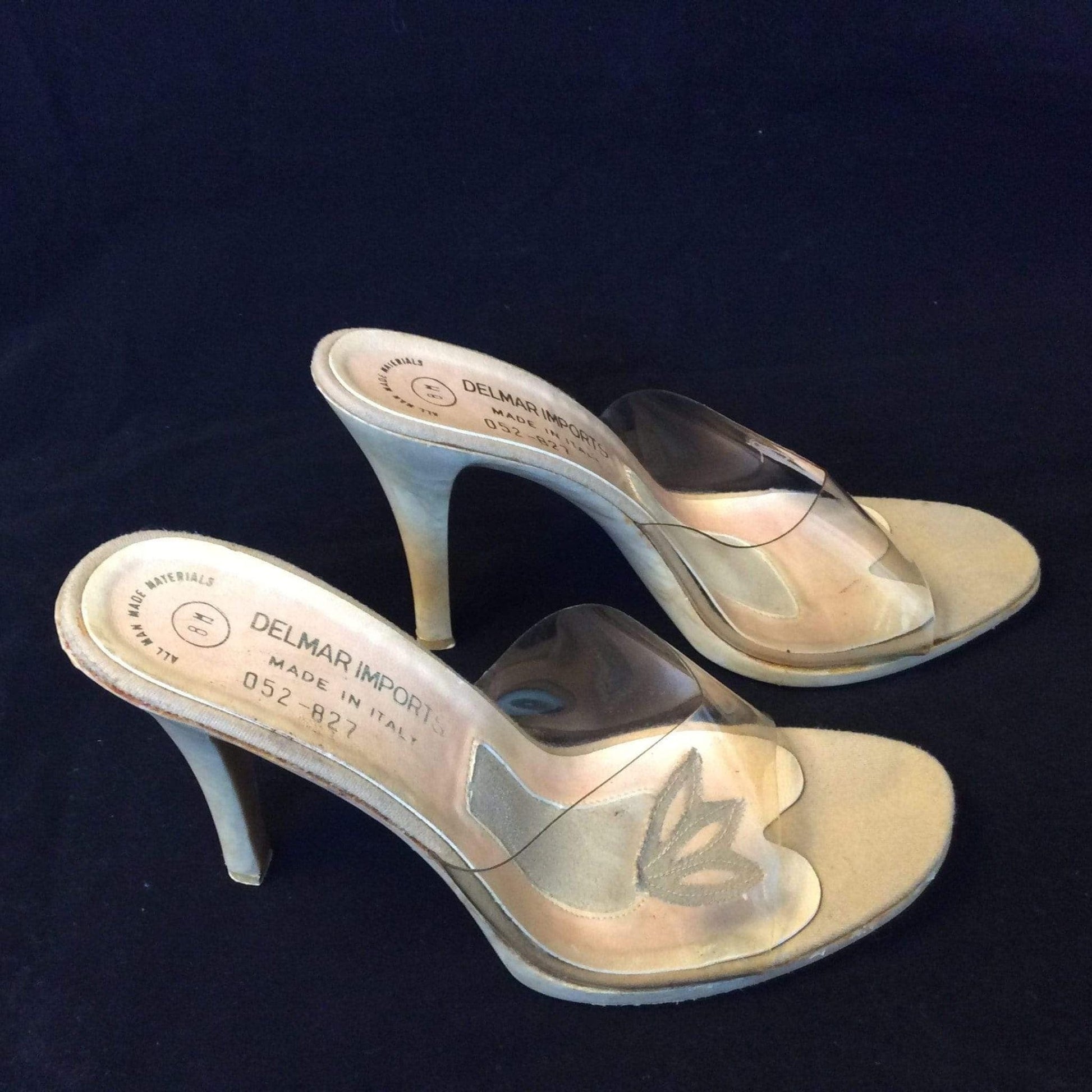 Delmar Clear Pin-up Mules 7 / Clear / Vintage 1950s