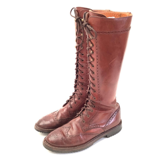 Designer Combat Boots 10 / Tan / Vintage 1980s