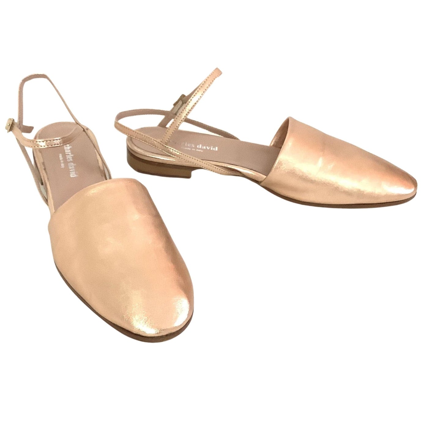 Designer Pink Gold Flats 8.5 / Gold / Classic