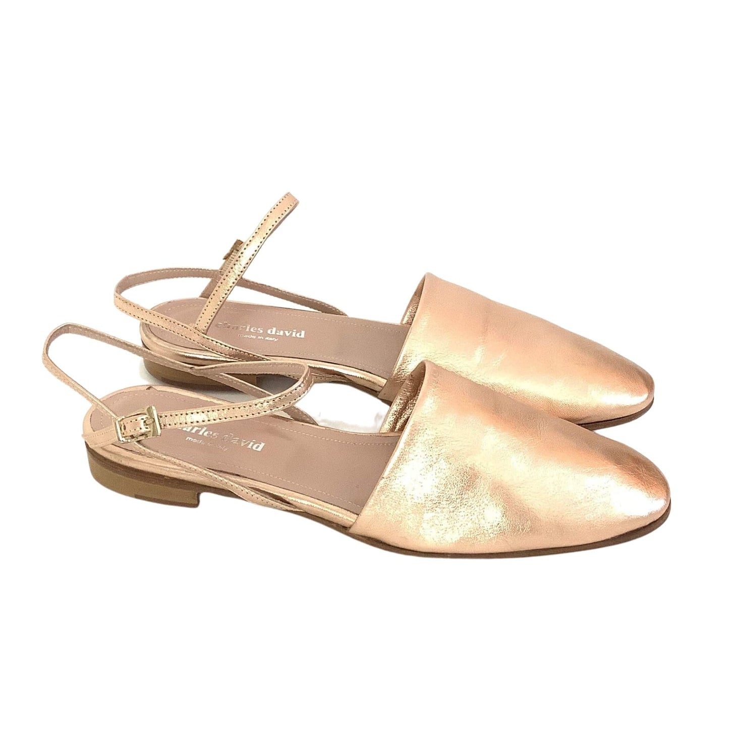 Designer Pink Gold Flats 8.5 / Gold / Classic