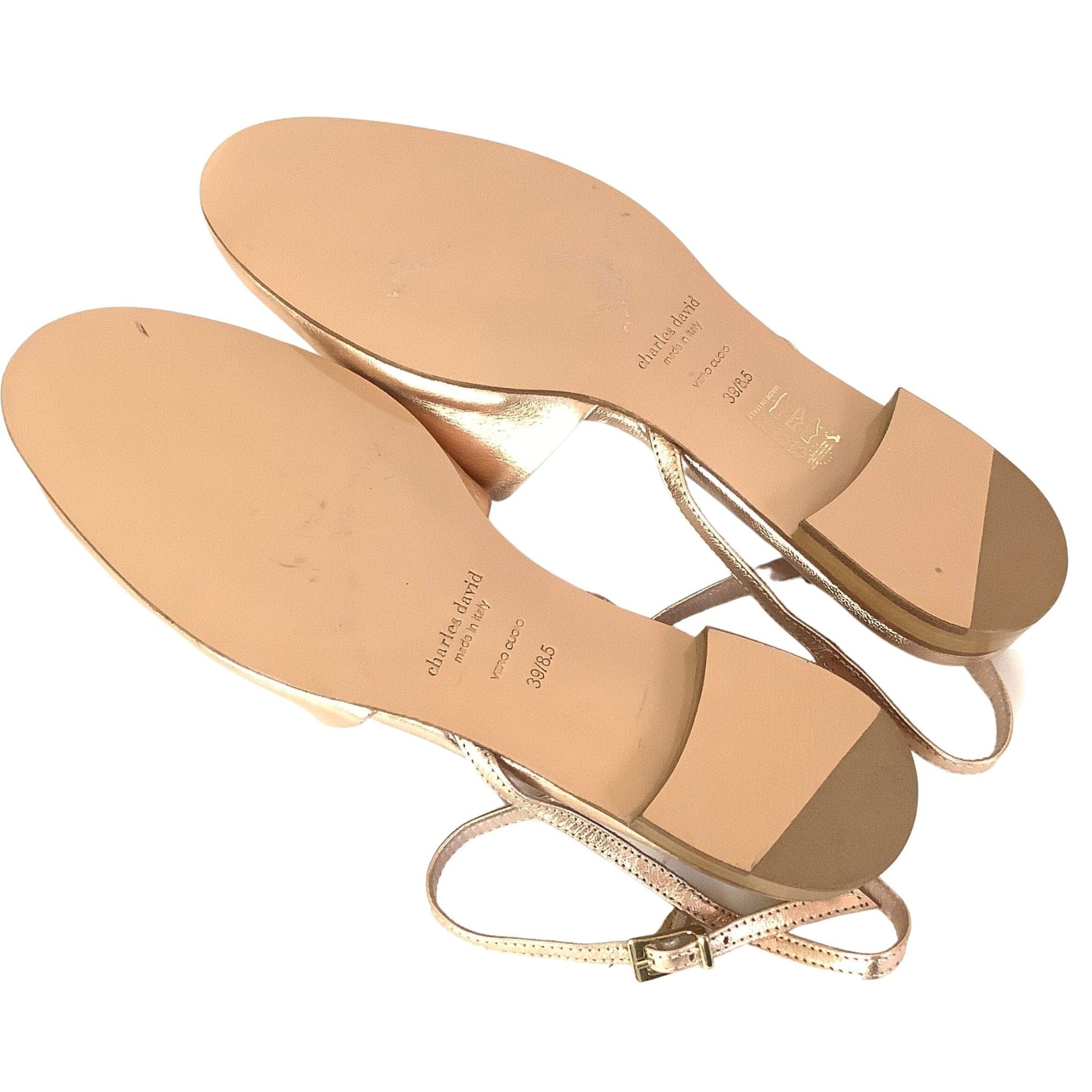 Designer Pink Gold Flats 8.5 / Gold / Classic