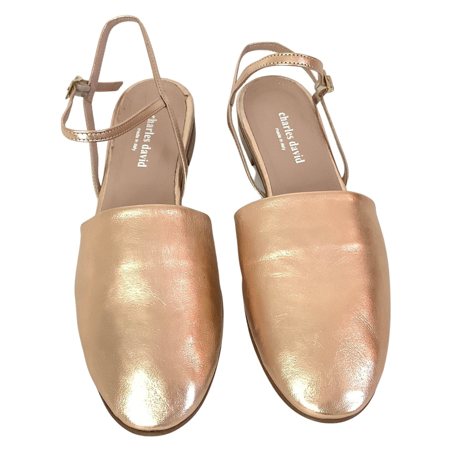 Designer Pink Gold Flats 8.5 / Gold / Classic