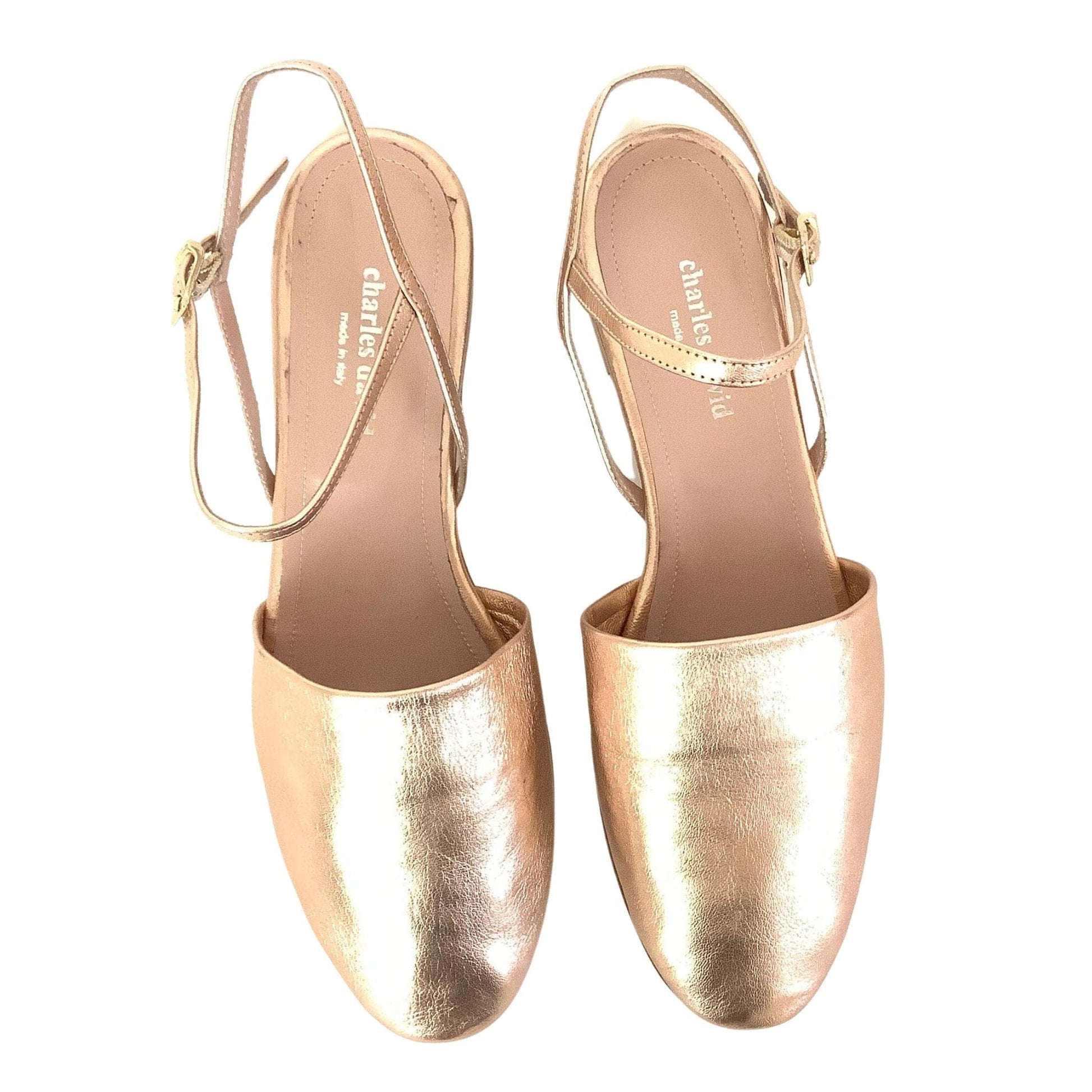 Designer Pink Gold Flats 8.5 / Gold / Classic