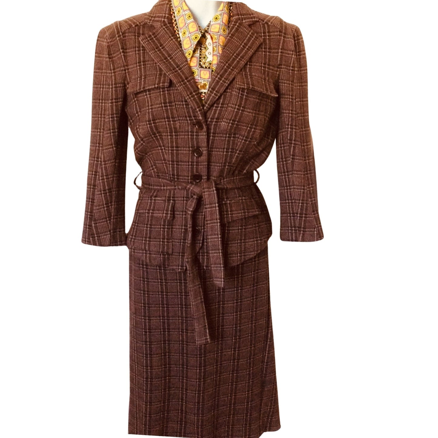 Diane Von Furstenberg Suit Extra Small / Brown / Vintage 1980s