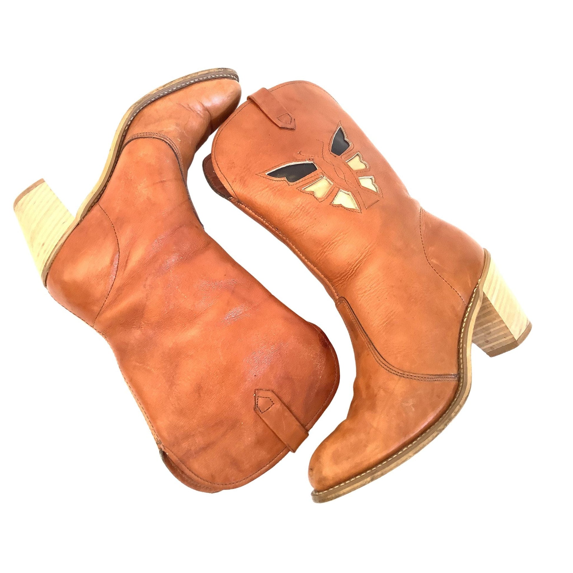 Dingo Butterfly Boots 7 / Tan / Vintage 1980s