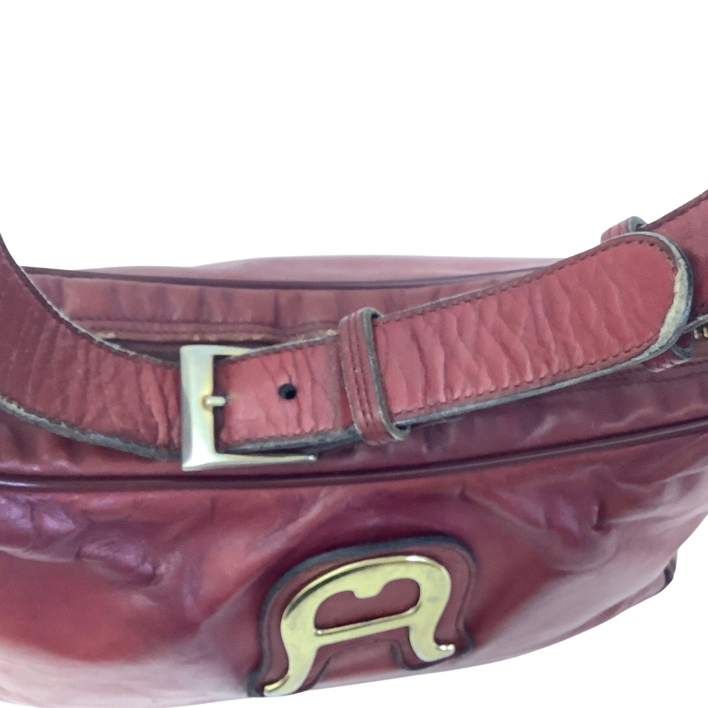 Distressed Aigner Bag Burgundy / Leather / Vintage 1970s