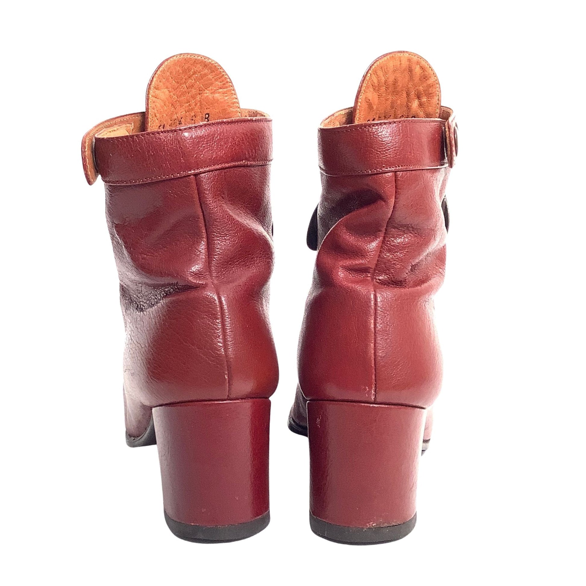 Double Zip Aigner Booties 6 / Burgundy / Vintage 1980s