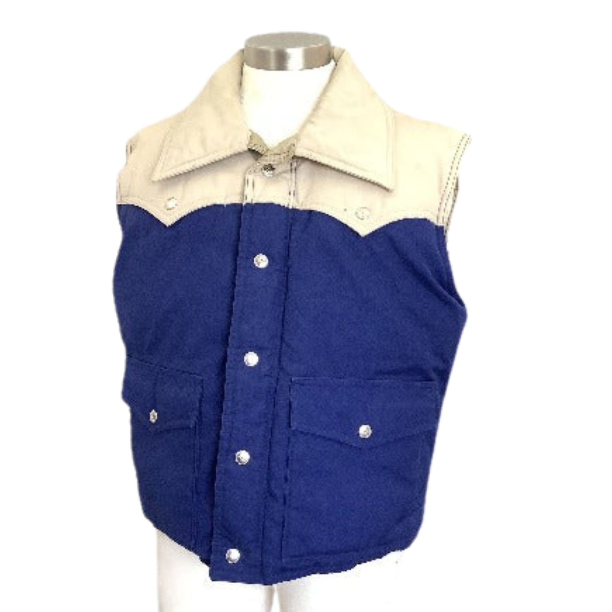 Down Filled Ski Vest Medium / Navy / Vintage 1970s