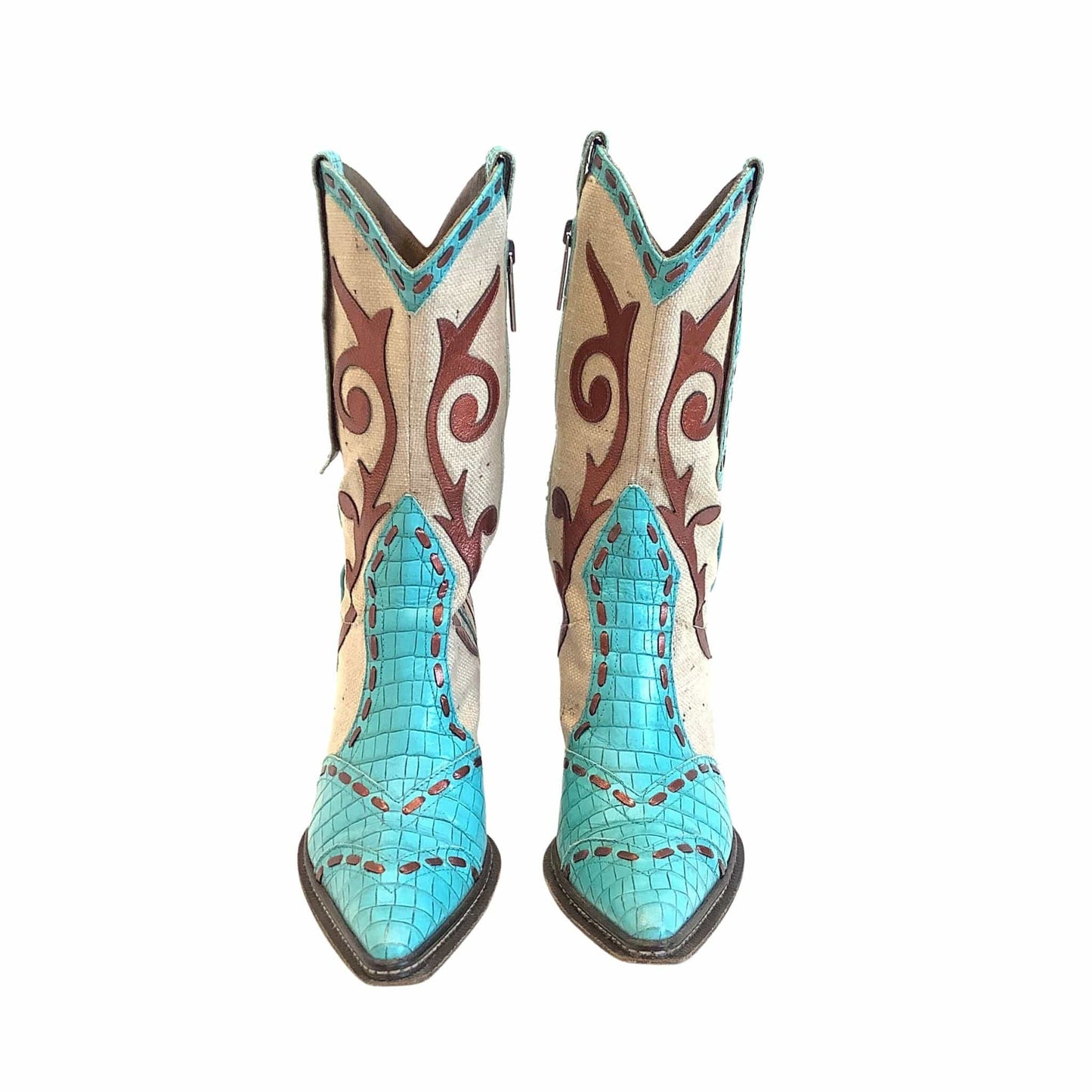 Embellished Cowboy Boots 7 / Blue / Vintage 1990s