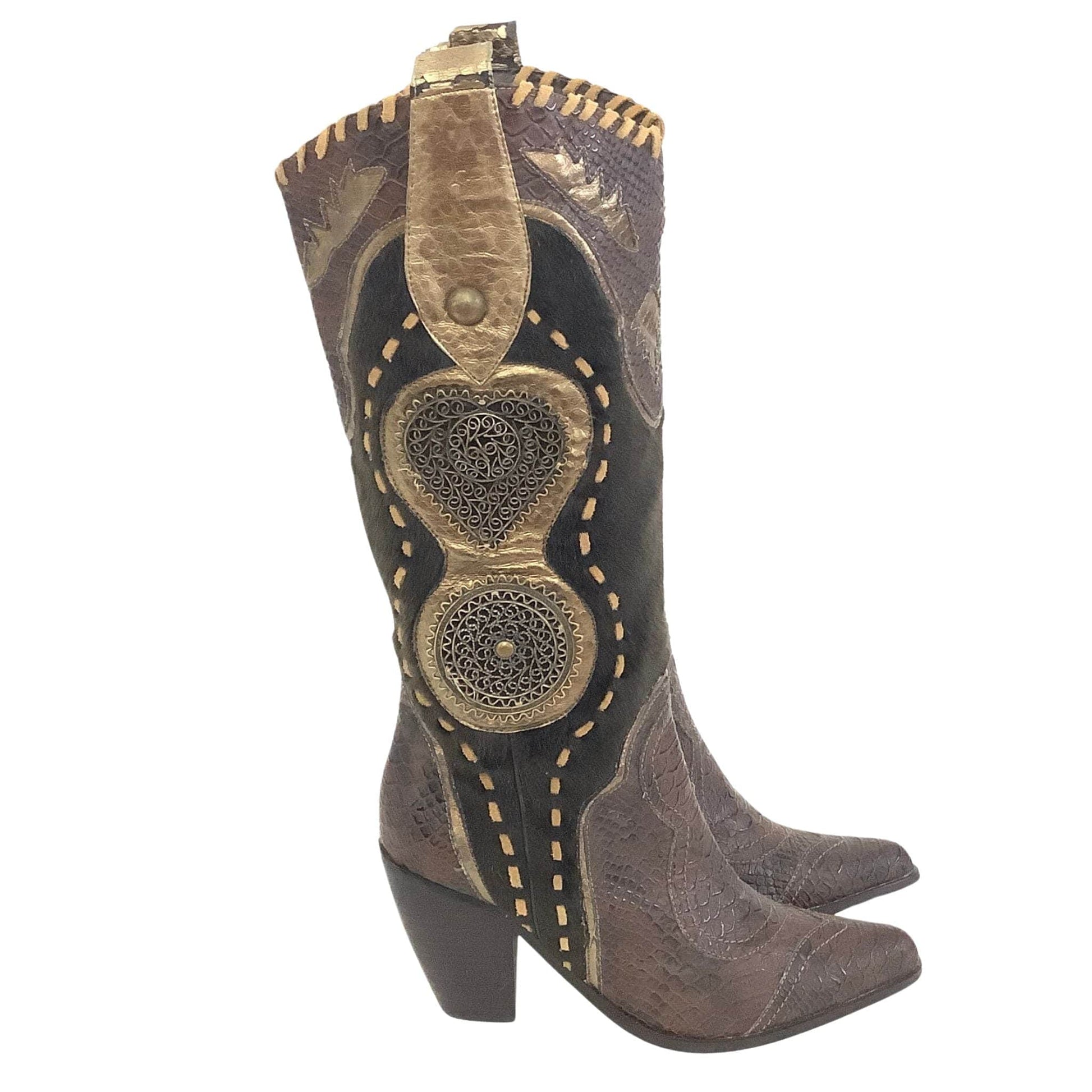 Embellished Western Boots 8 / Brown / Y2K - Now