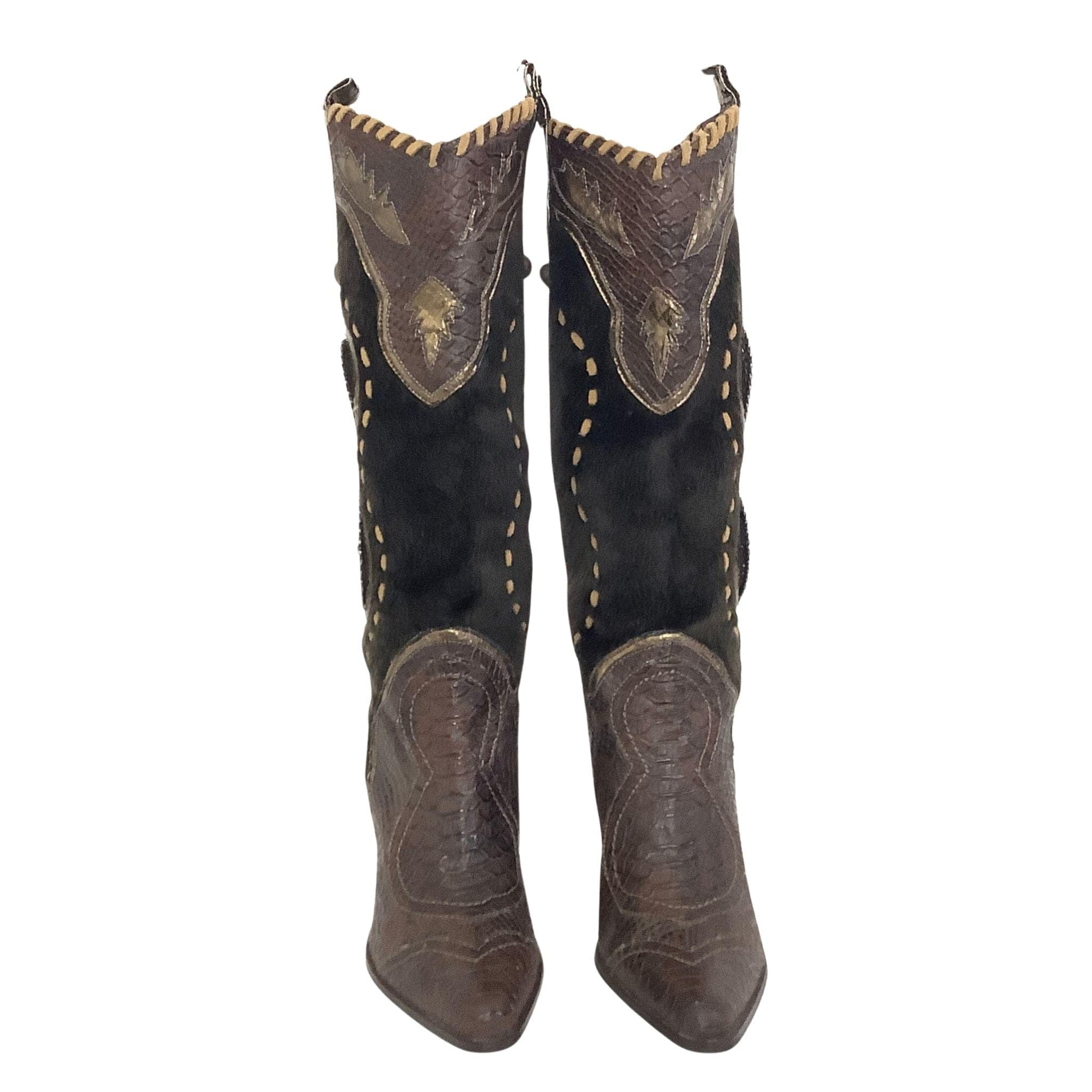 Embellished Western Boots 8 / Brown / Y2K - Now