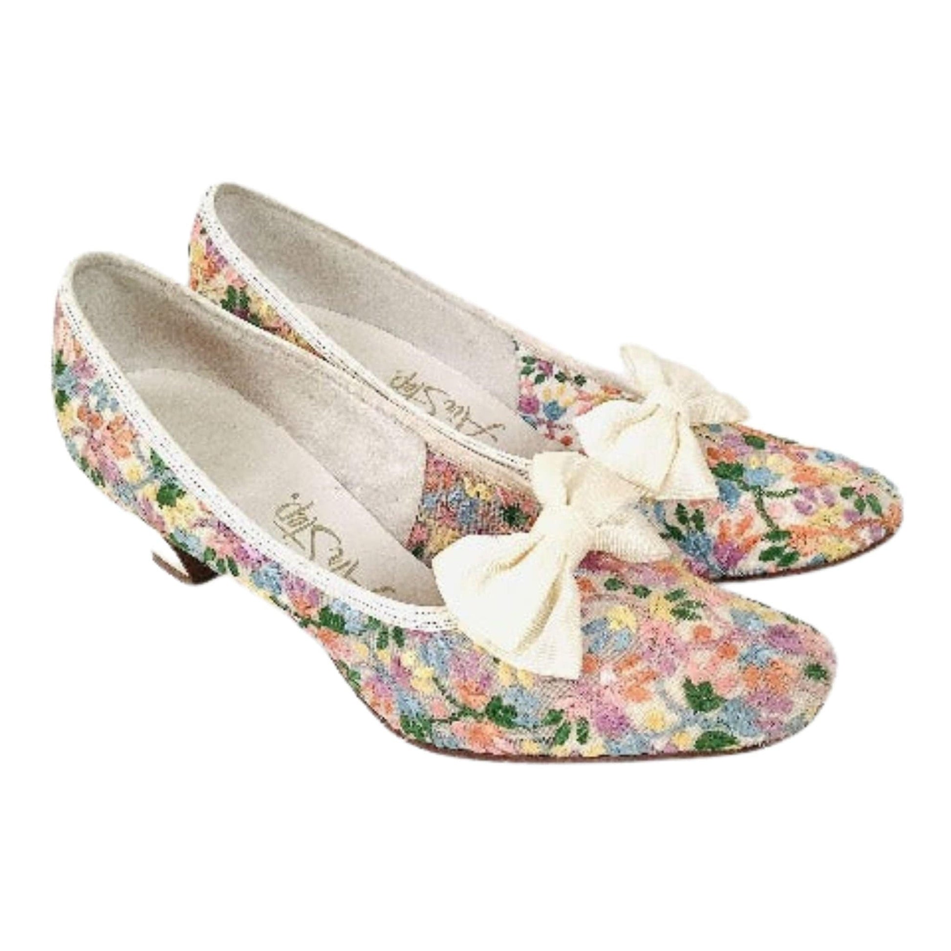 Embroidered Pump Shoes 7 / Multi / Vintage 1960s