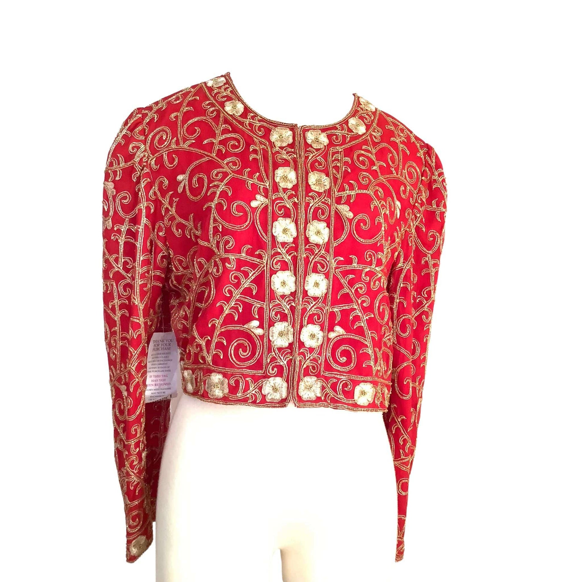 Embroidered Silk Jacket Medium / Red / Vintage 1980s