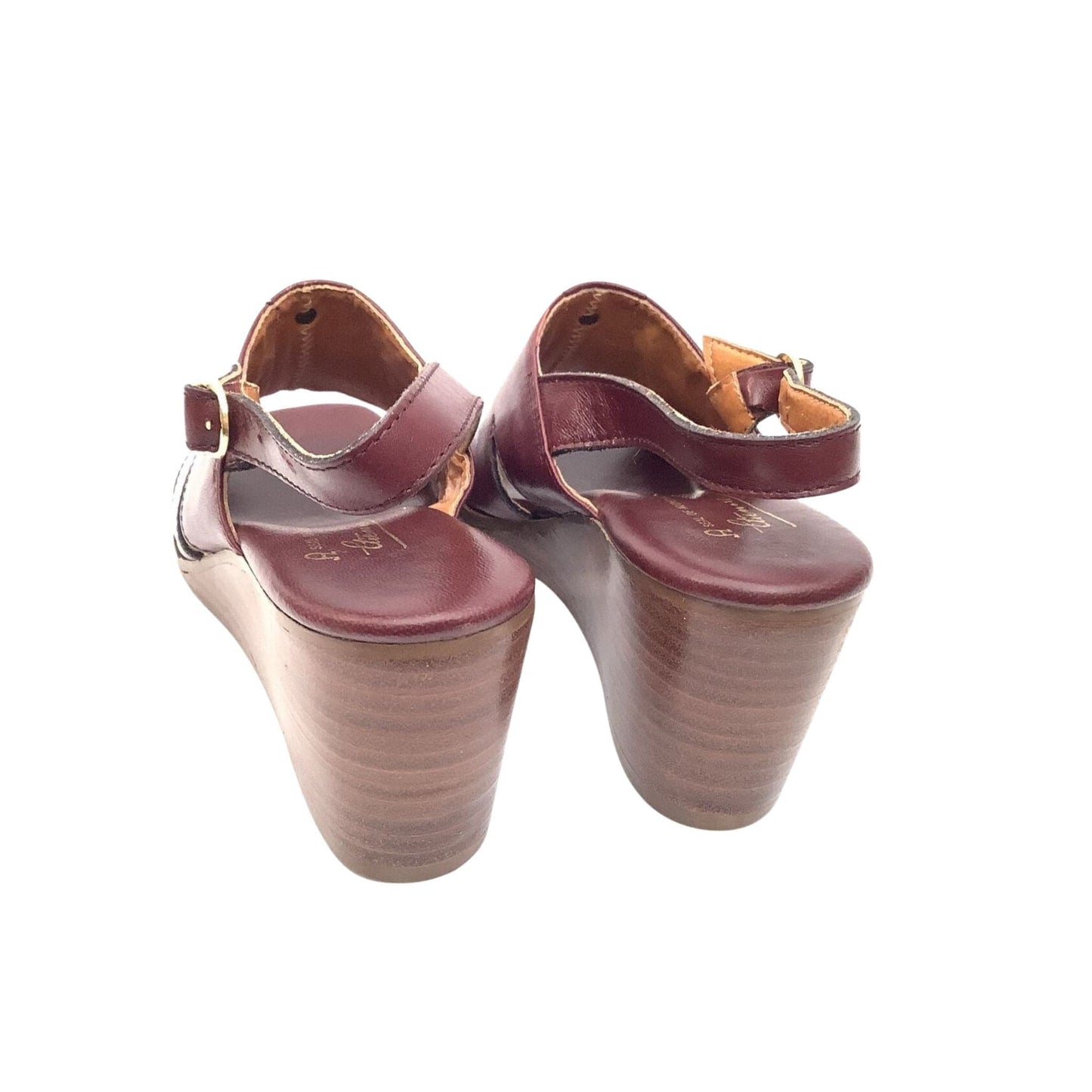 Etienne Aigner Wedge Sandals 6.5 / Burgundy / Vintage 1970s