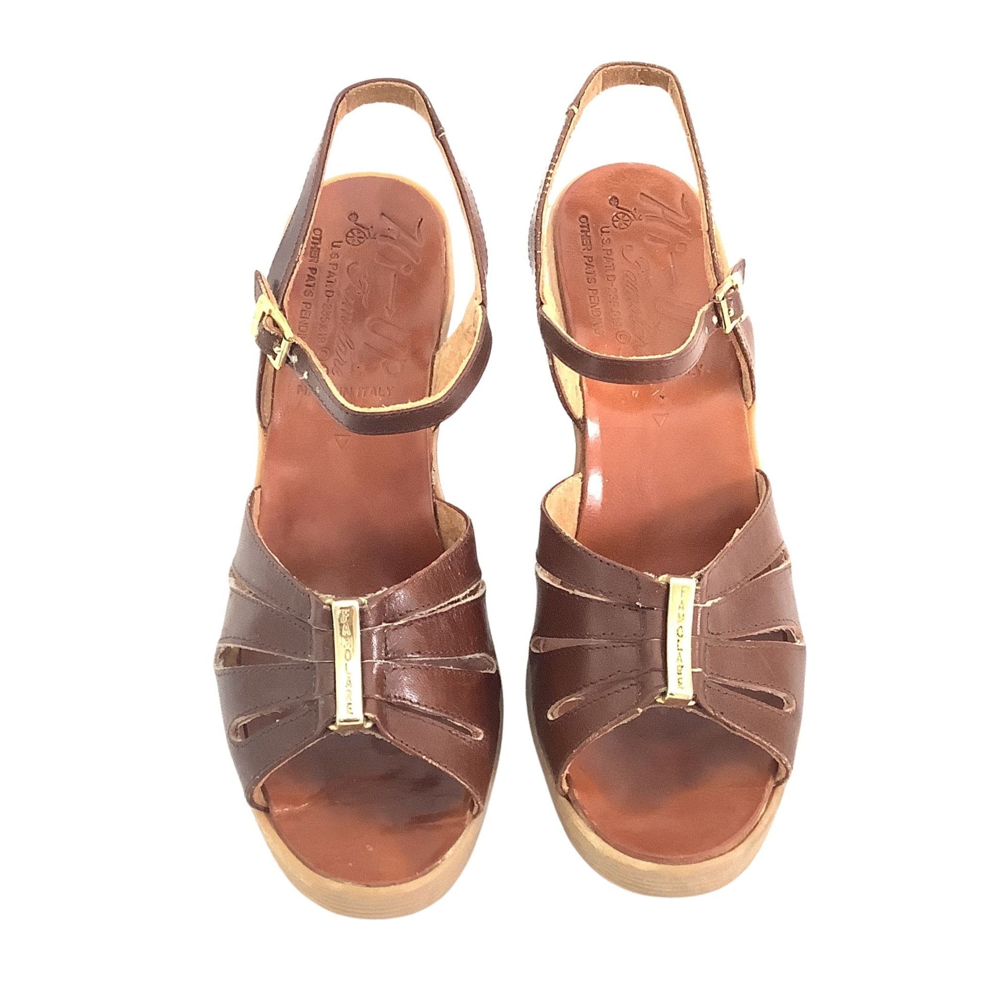 Famolare Hi-Up Sandals 7 / Brown / Vintage 1980s