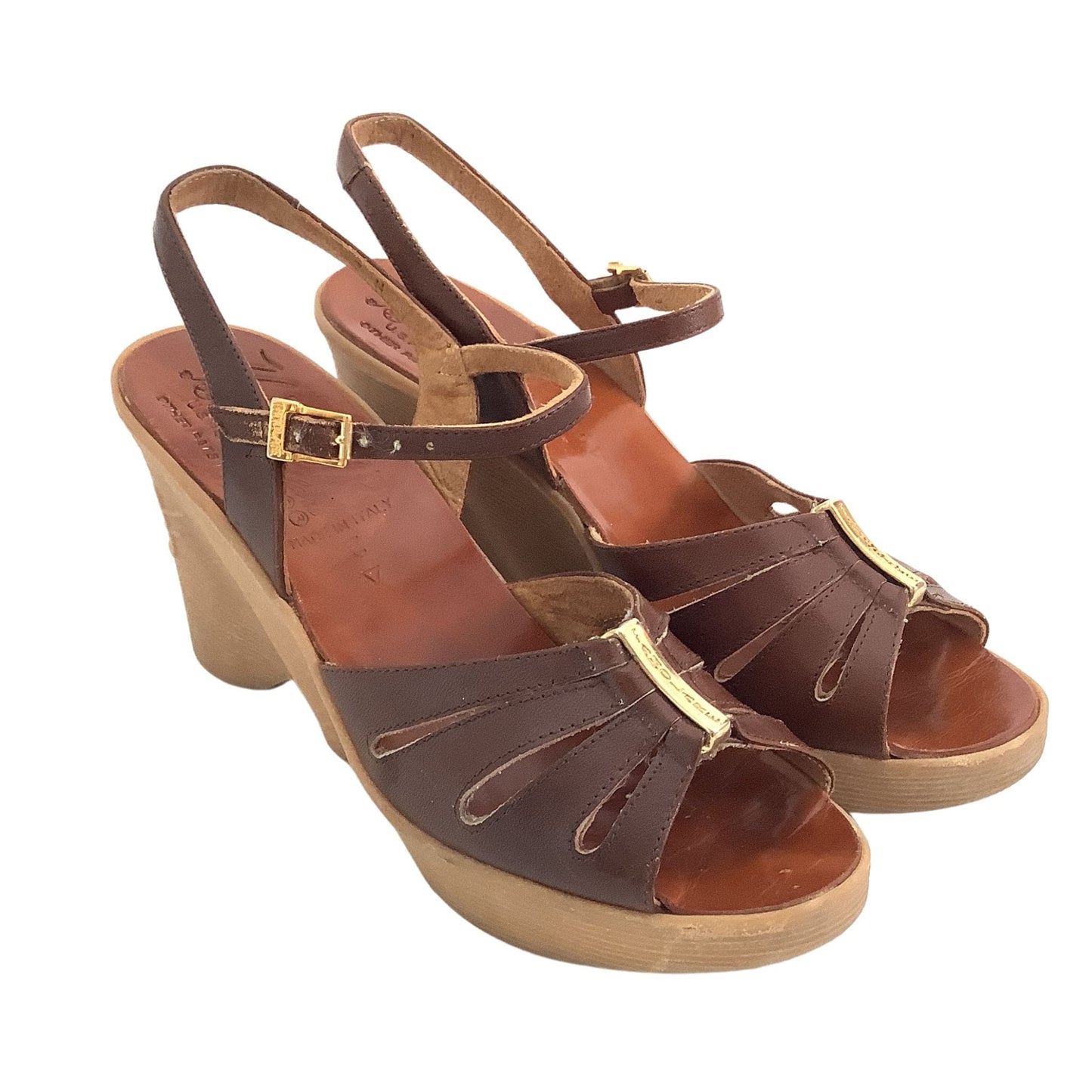 Famolare Hi-Up Sandals 7 / Brown / Vintage 1980s