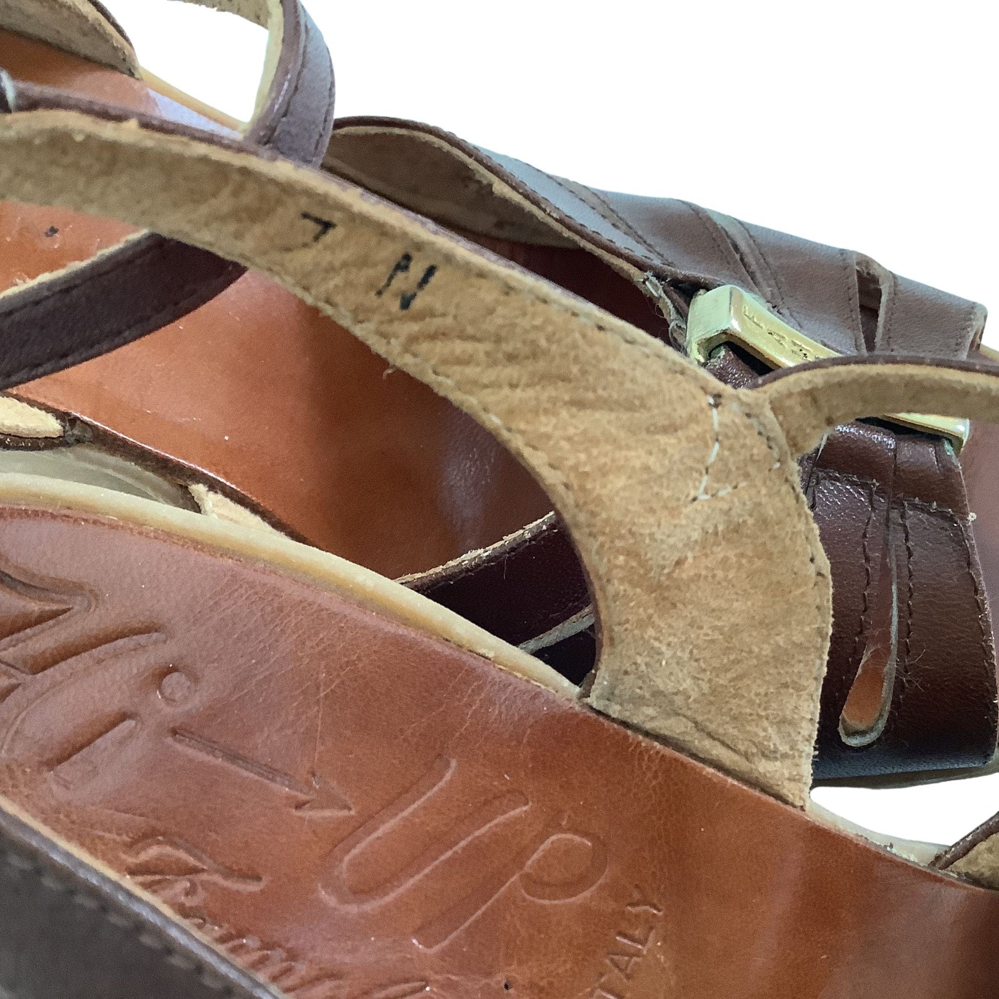 Famolare Hi-Up Sandals 7 / Brown / Vintage 1980s