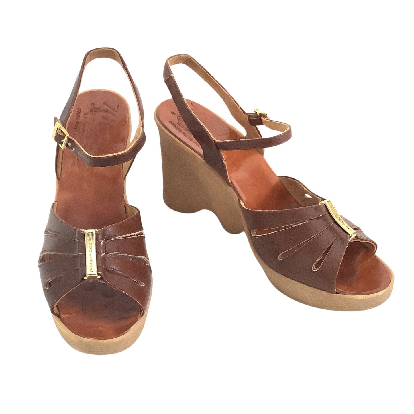 Famolare Hi-Up Sandals 7 / Brown / Vintage 1980s