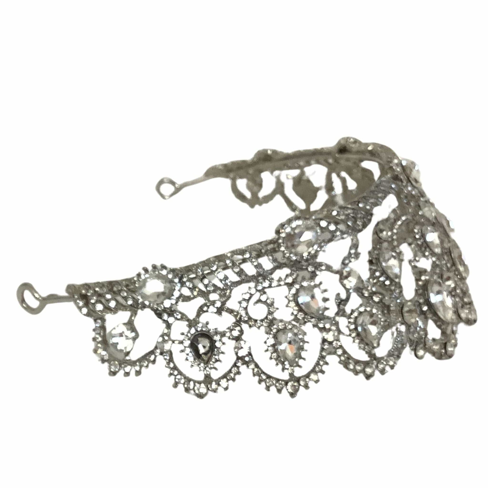 Fancy Rhinestone Tiara Silver / Metal / Baroque