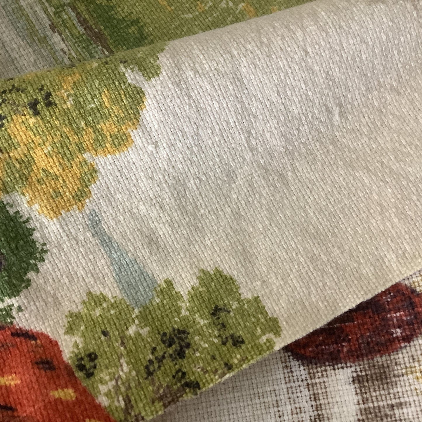 Farmhouse Barkcloth Remnant Multicolor