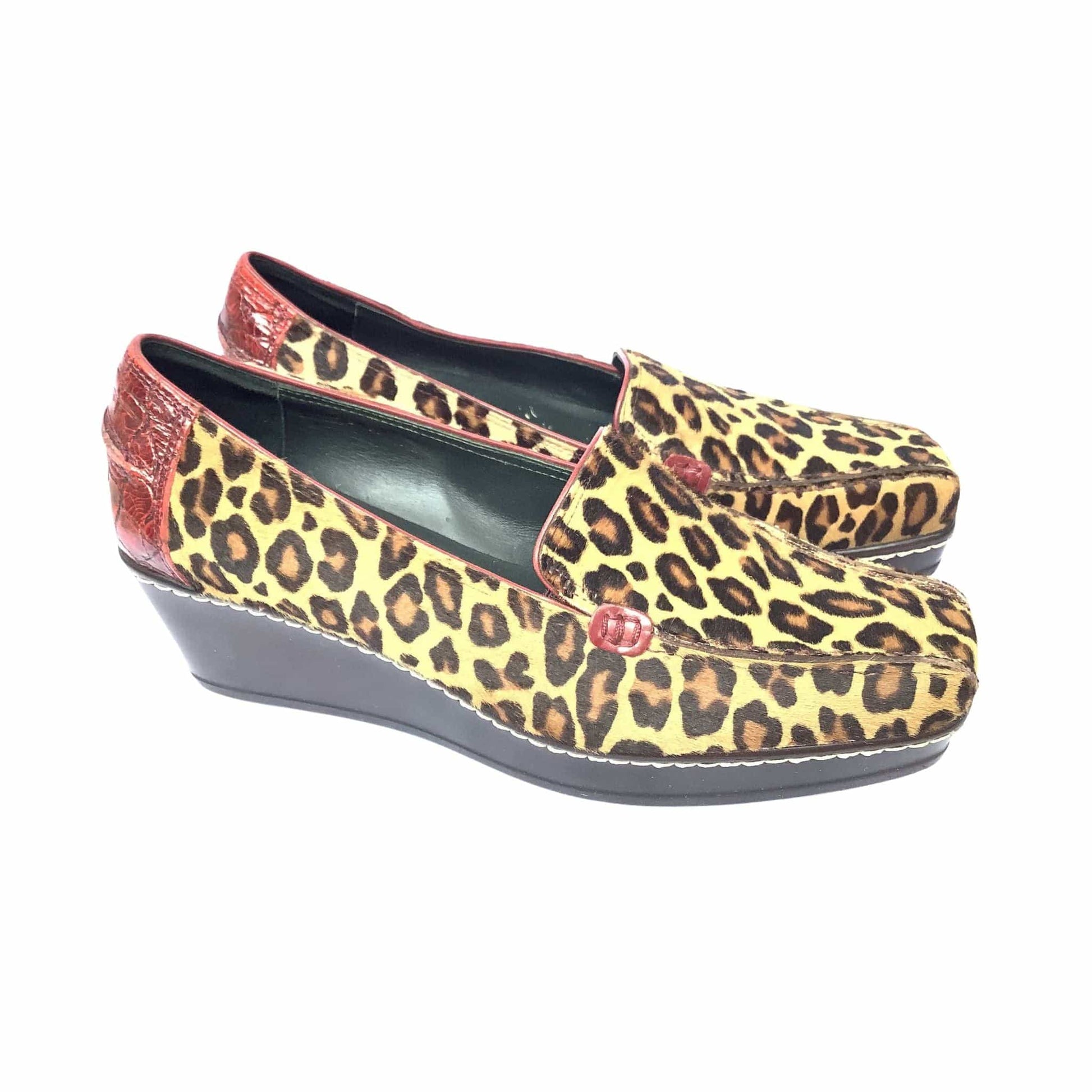 Faux Leopard Wedge Loafers 7 / Multi / Y2K - Now