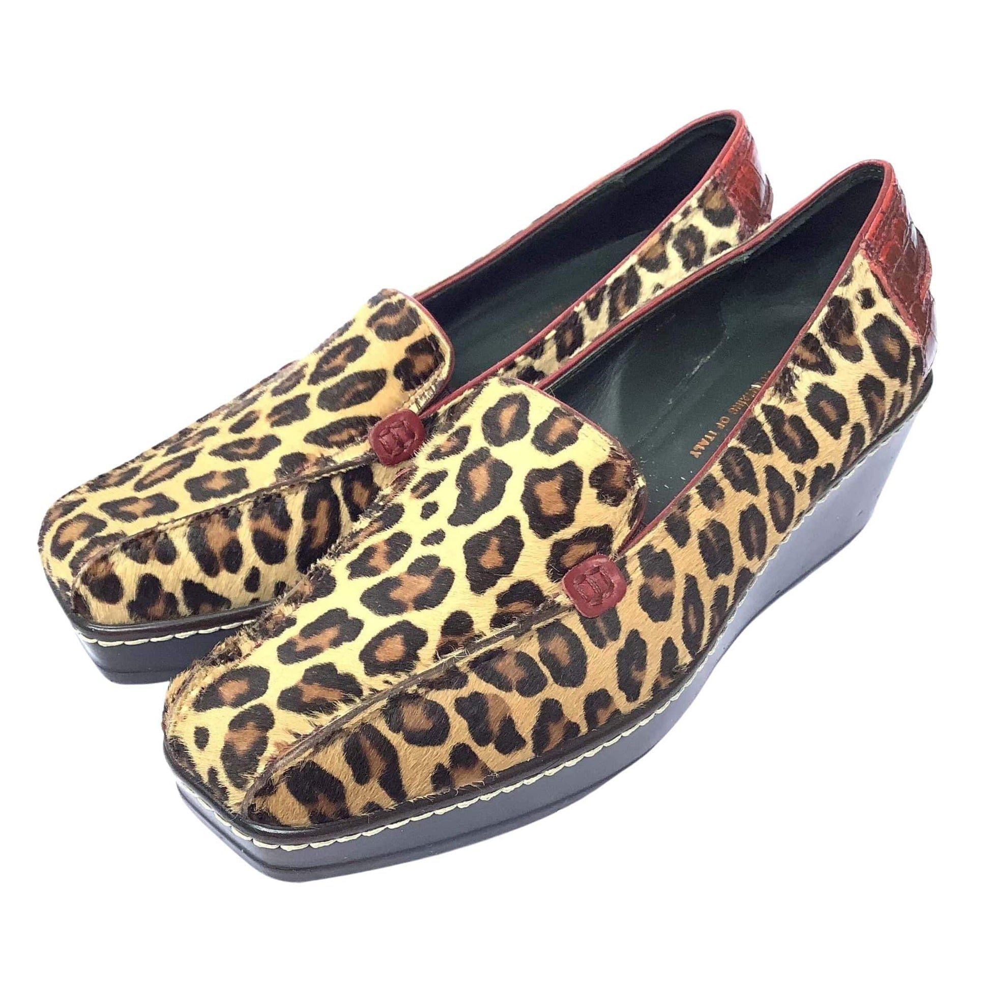 Faux Leopard Wedge Loafers 7 / Multi / Y2K - Now