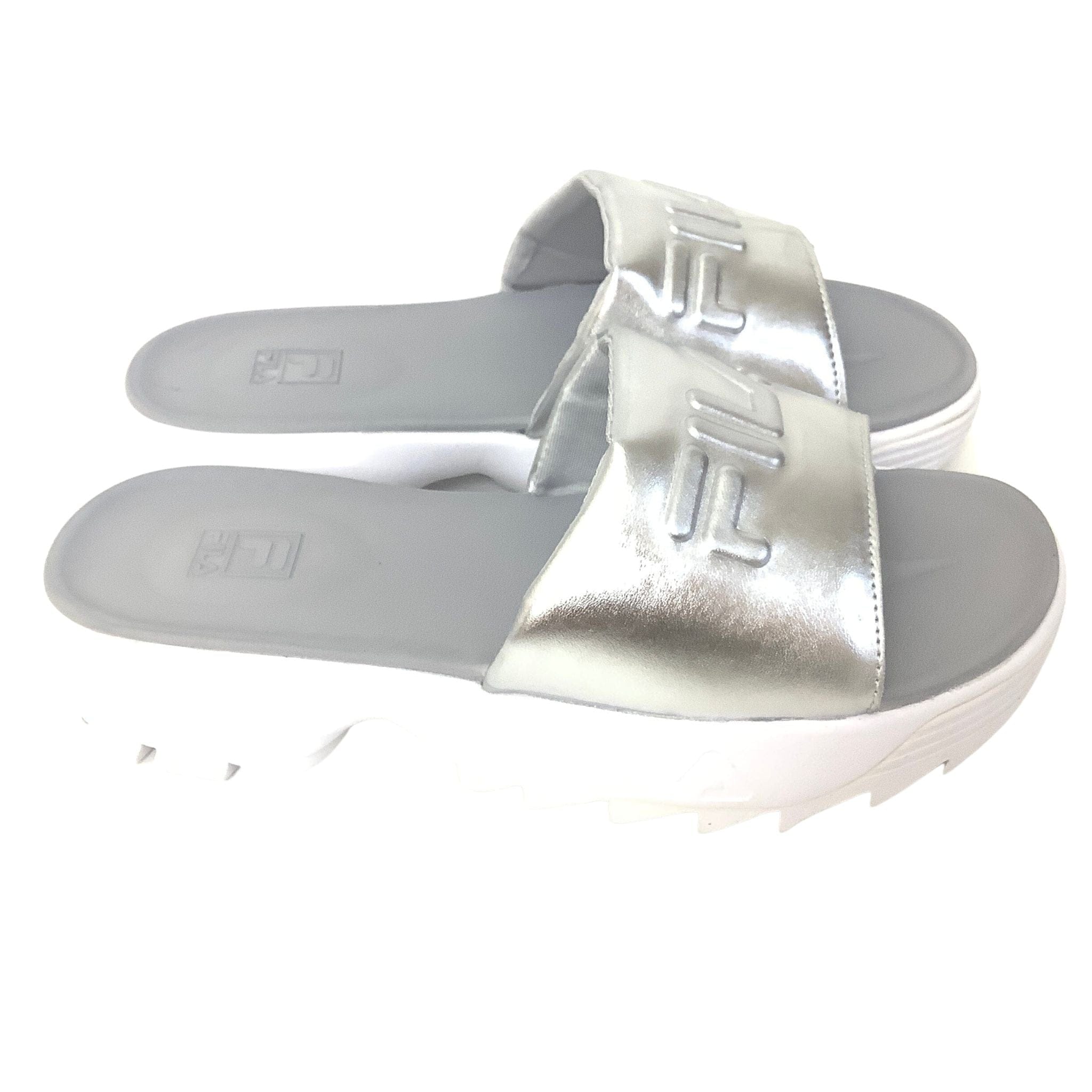 Fila Silver Creepers Slides Classy Mod LLC