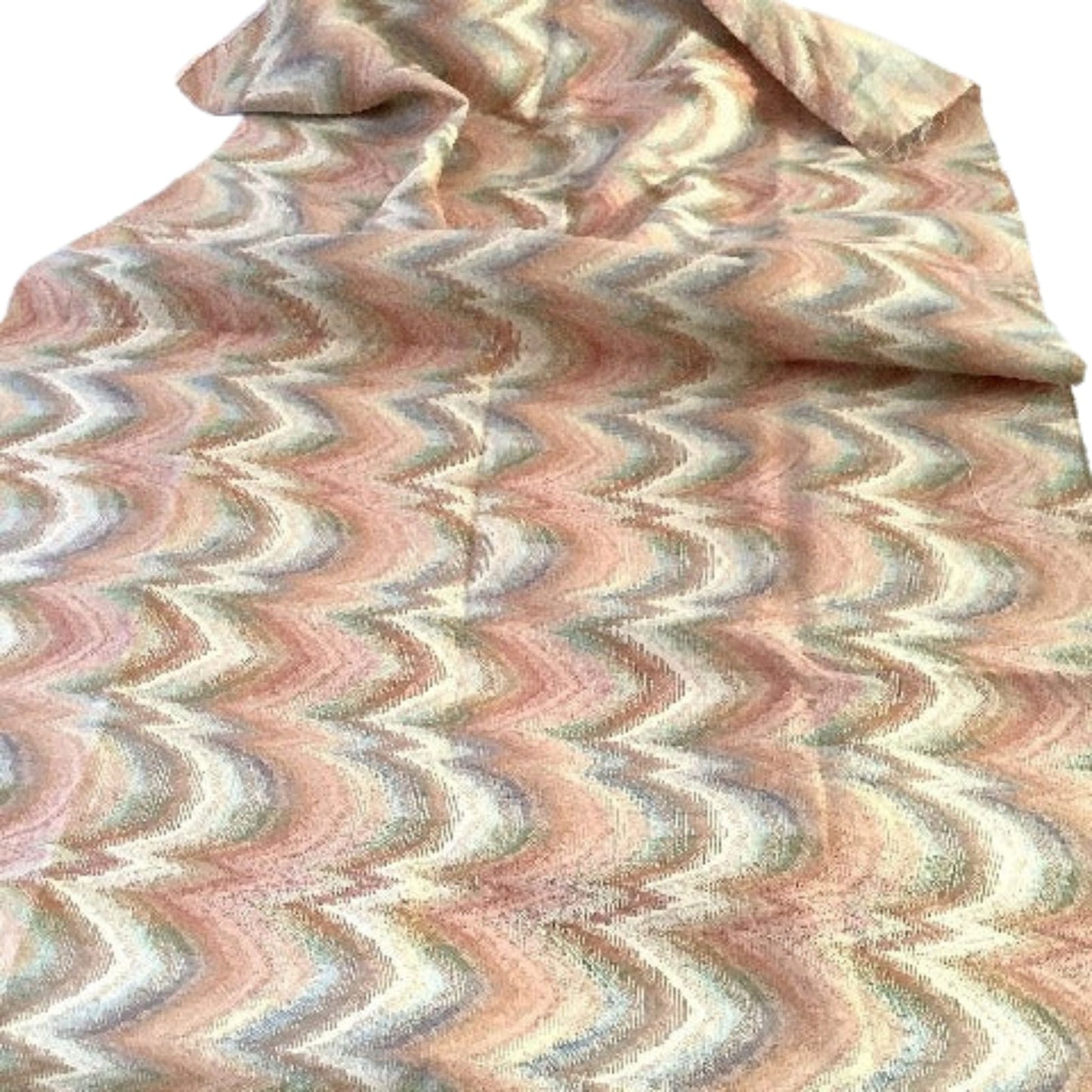 Flame Stitch Fabric Remnant Multi / Cotton / Vintage 1980s