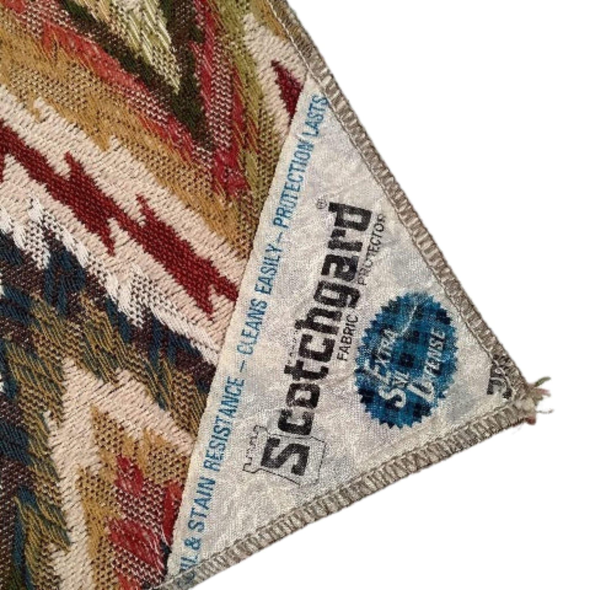 Flame Stitch Fabric Sample Multi / Cotton / Vintage 1970s