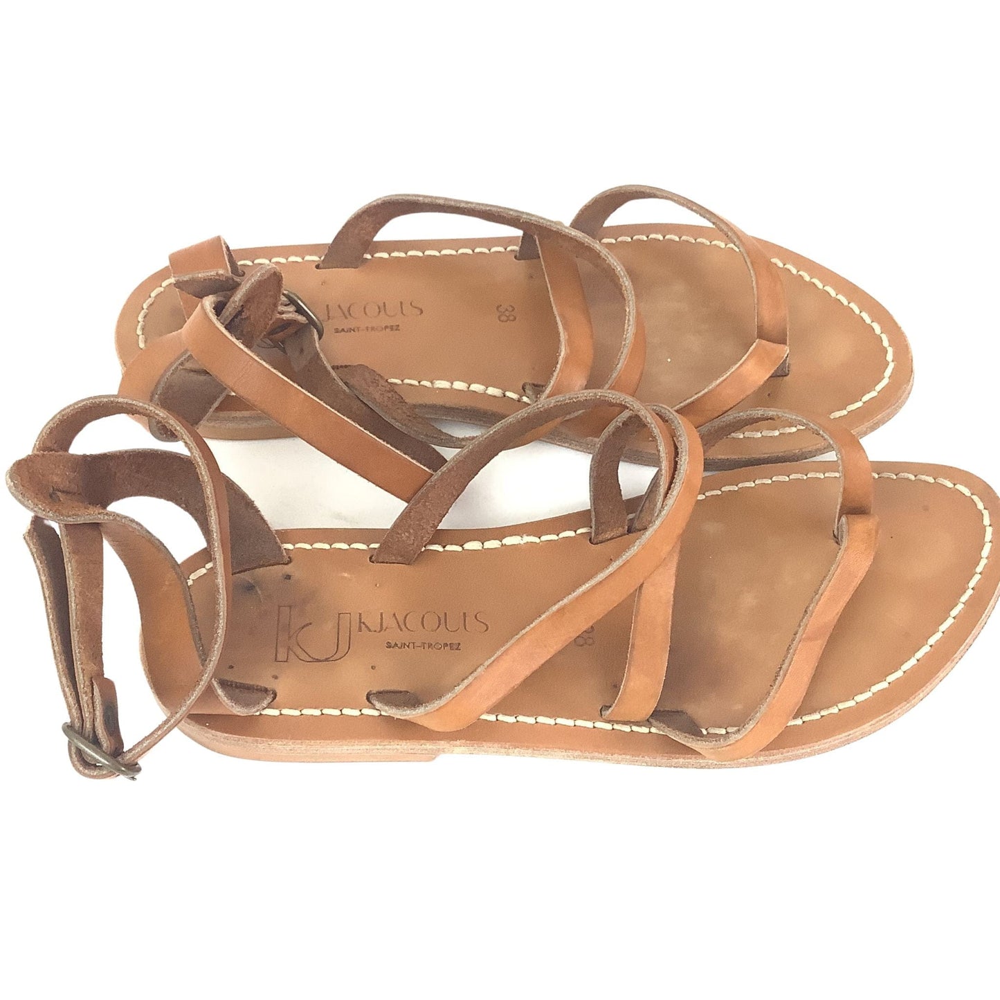 Flat Leather Sandals 8 / Tan / Y2K - Now