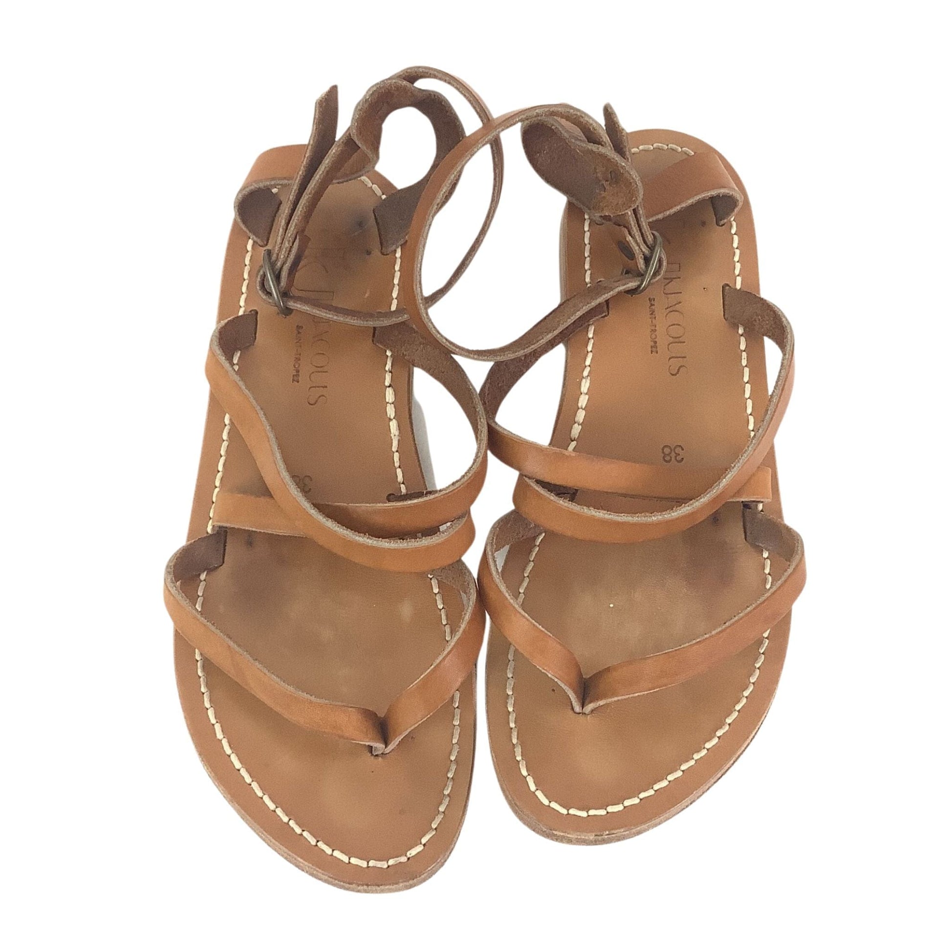 Flat Leather Sandals 8 / Tan / Y2K - Now