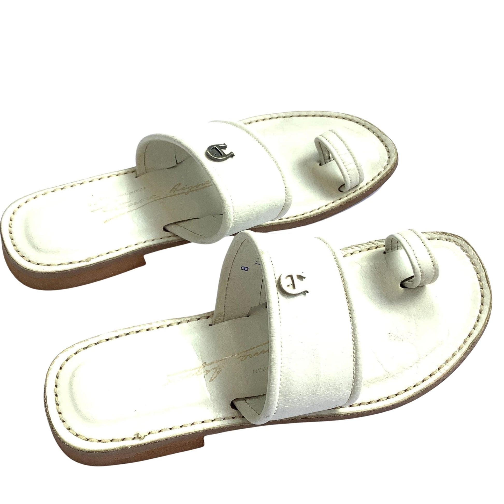 Flat White Leather Sandals 8 / White / Vintage 1990s