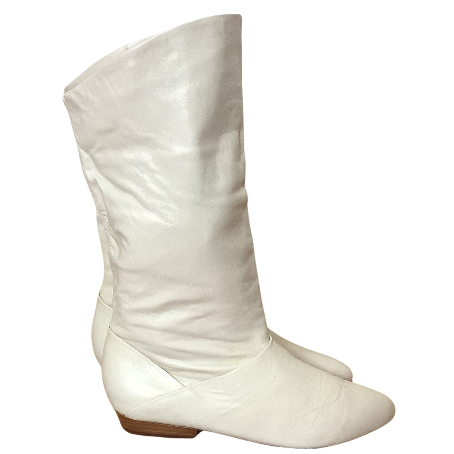 Fold Top Flat Boots 7 / Beige / 1990s Boots