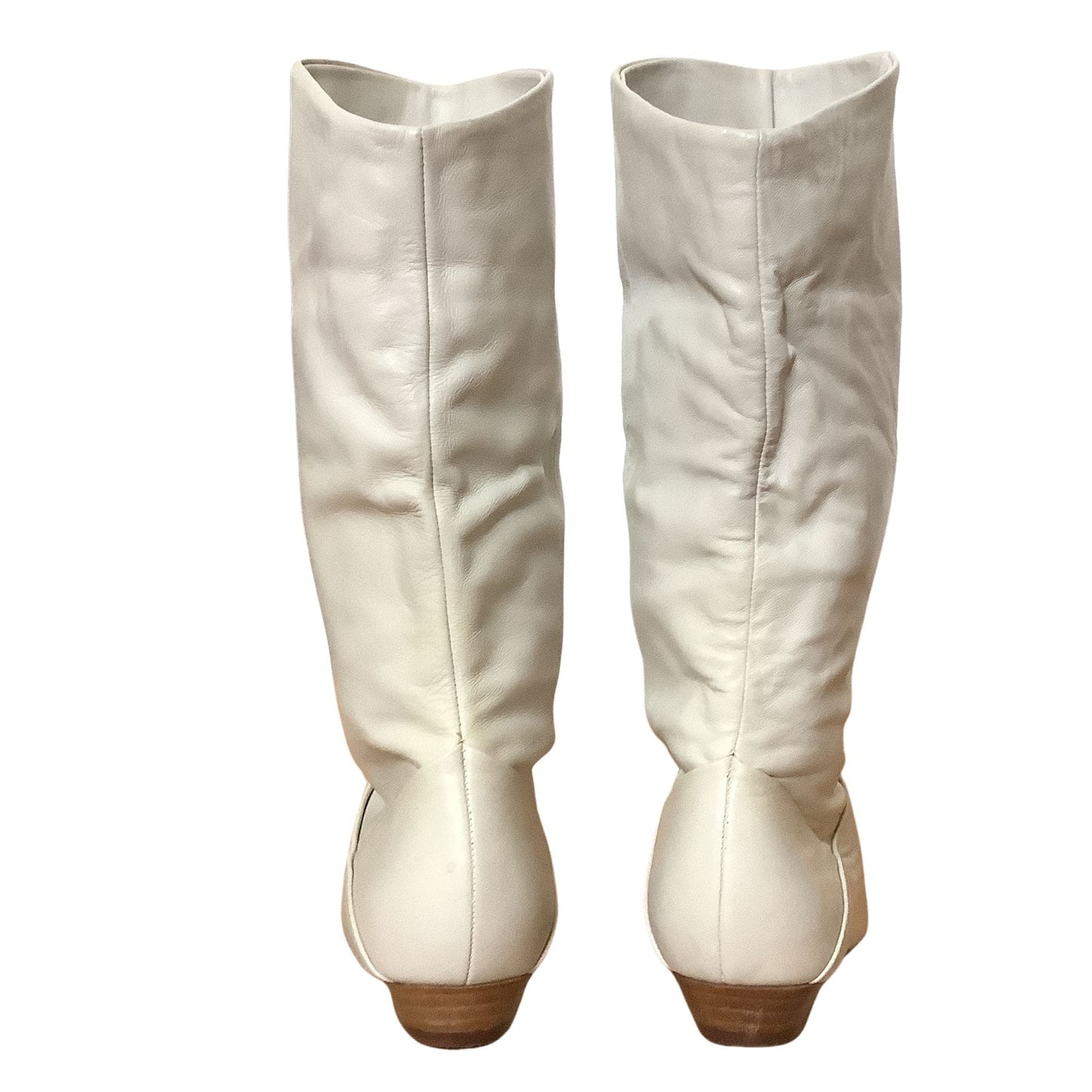 Fold Top Flat Boots 7 / Beige / 1990s Boots