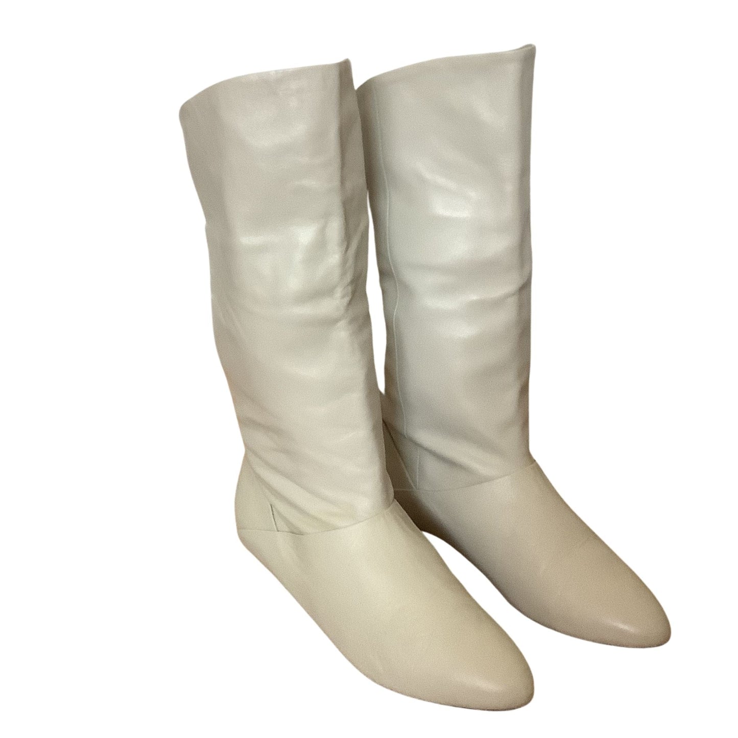 Fold Top Flat Boots 7 / Beige / 1990s Boots